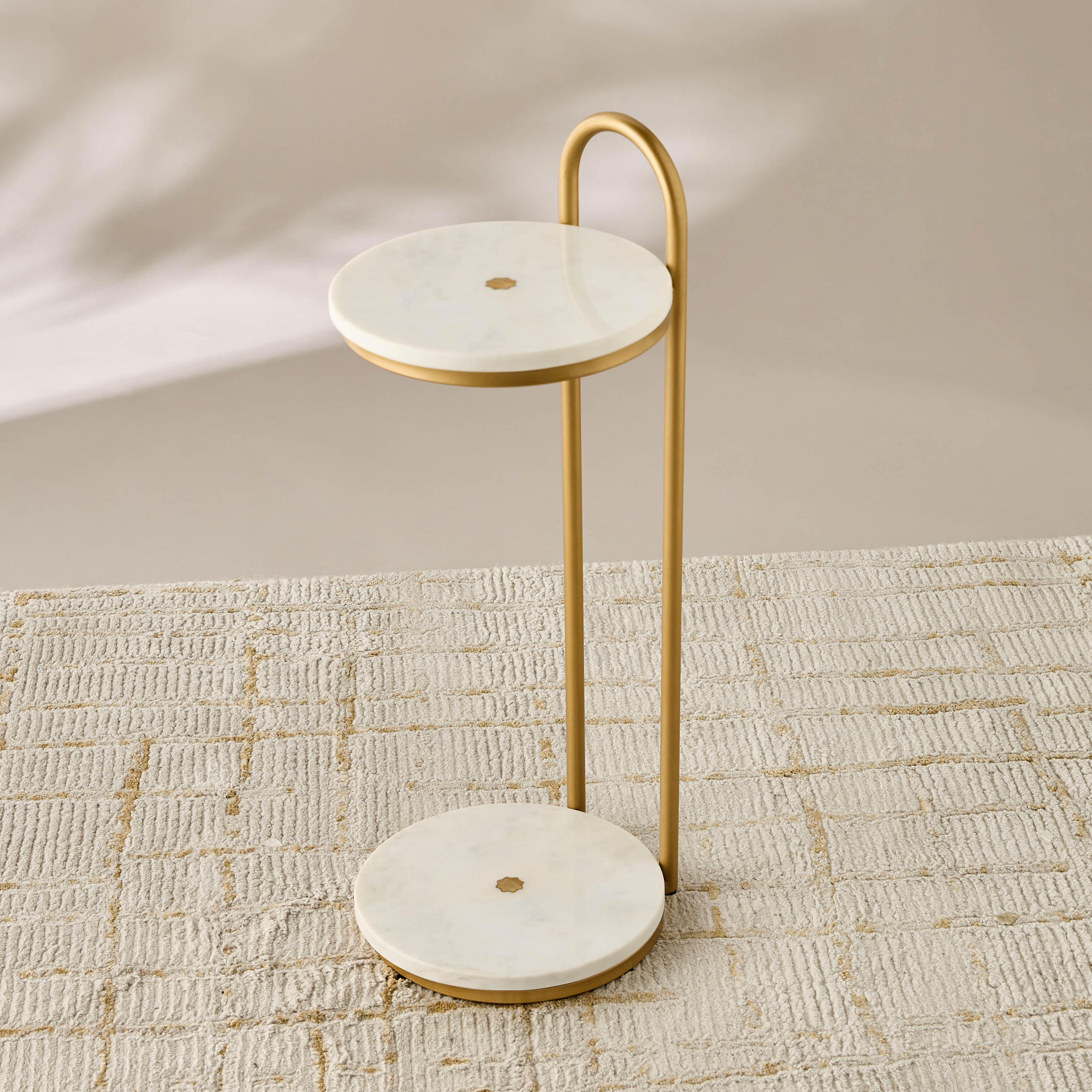 Marble Top 2-Tier Side Table - 68 cms-furniture-livingroom-sideandendtables-image-1
