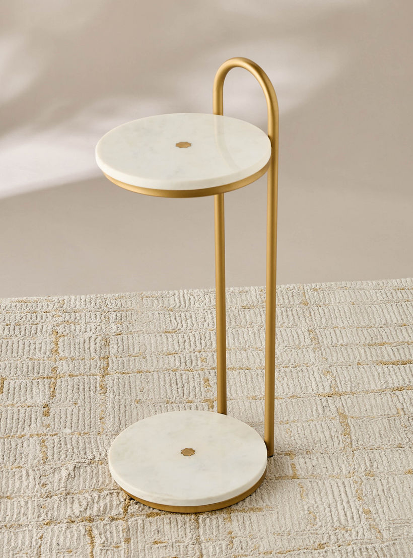Marble Top 2-Tier Side Table - 68 cms-furniture-livingroom-sideandendtables-image-1