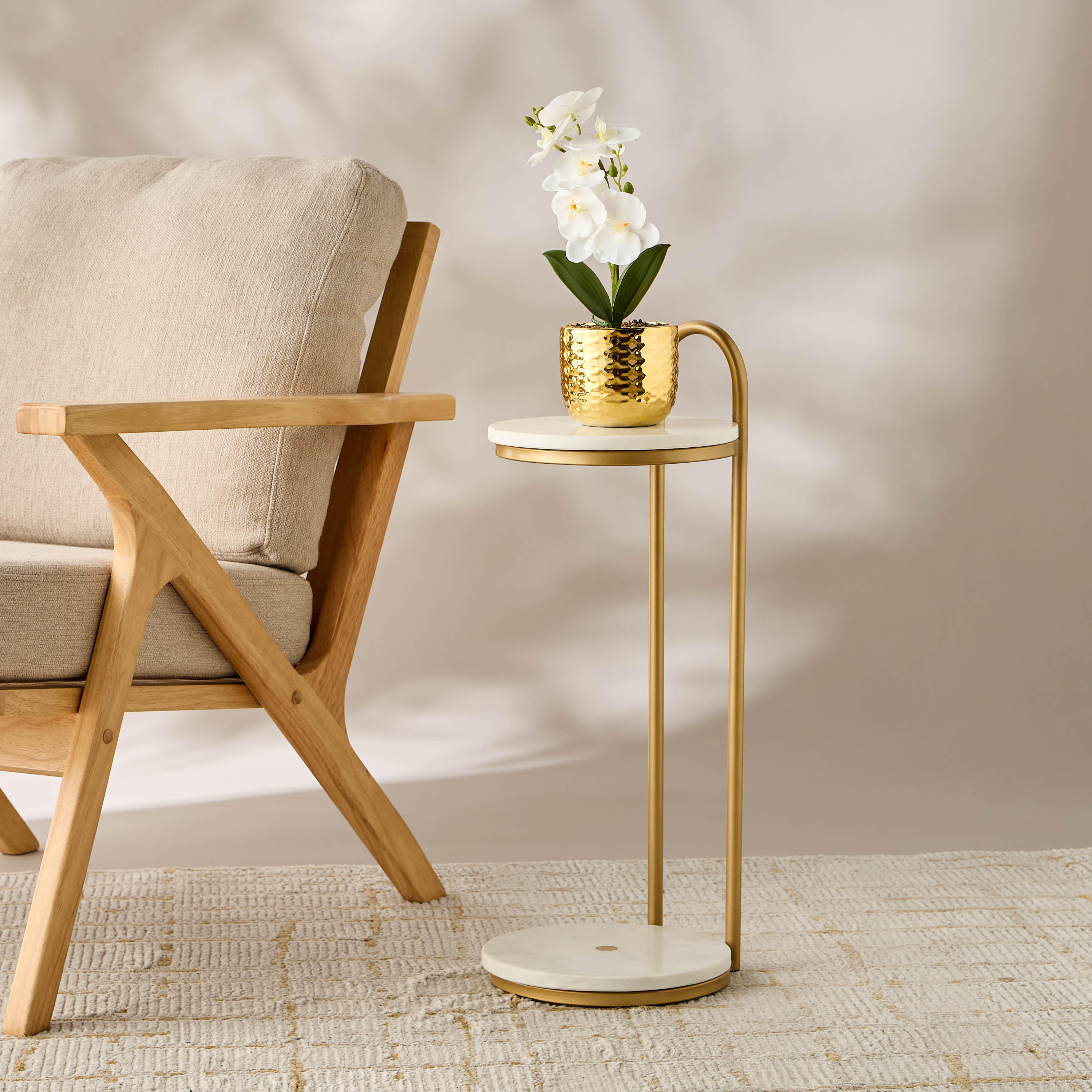 Marble Top 2-Tier Side Table - 68 cms-furniture-livingroom-sideandendtables-image-2
