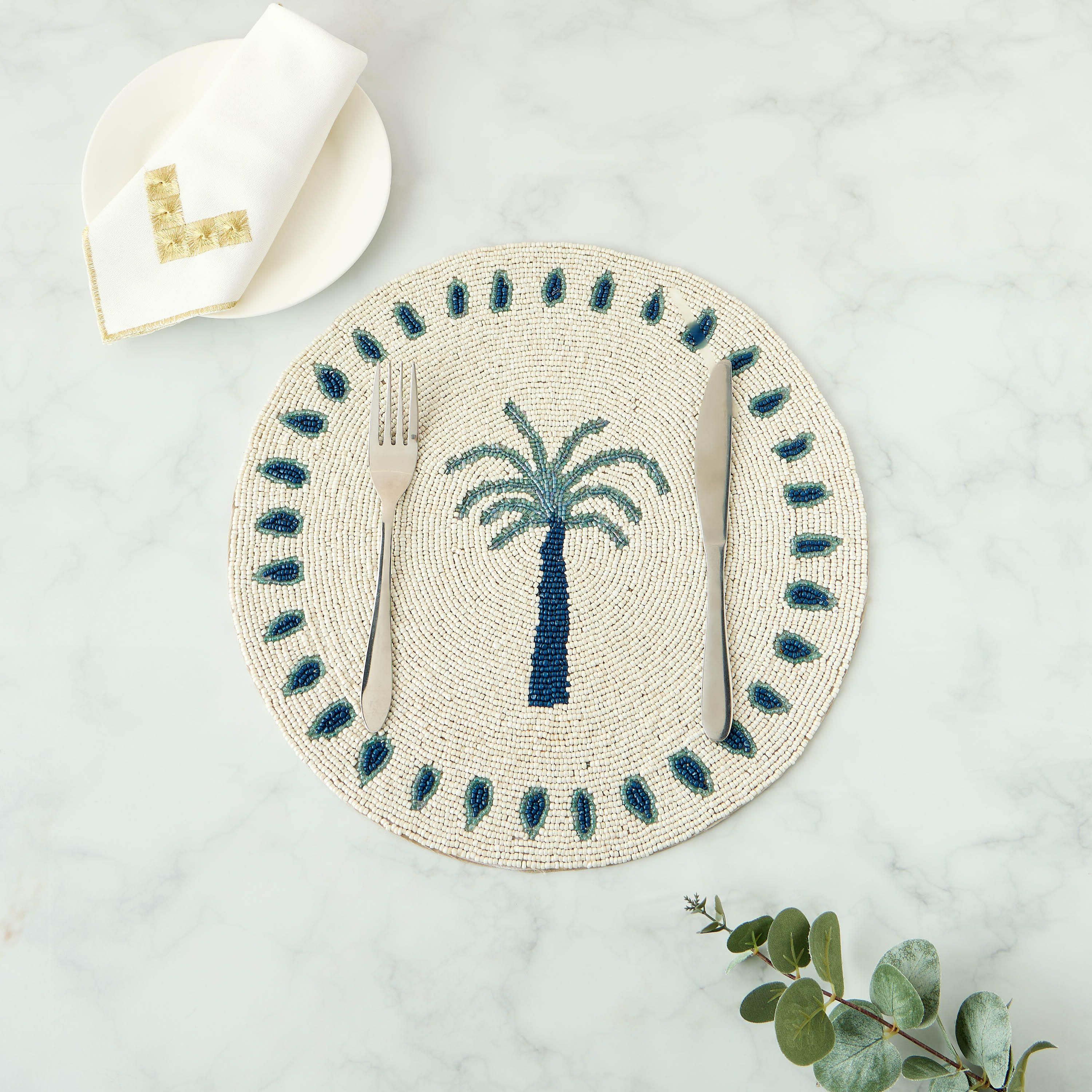 Palm Tree Beaded Placemat-household-dining-tablelinen-placemats-image-1