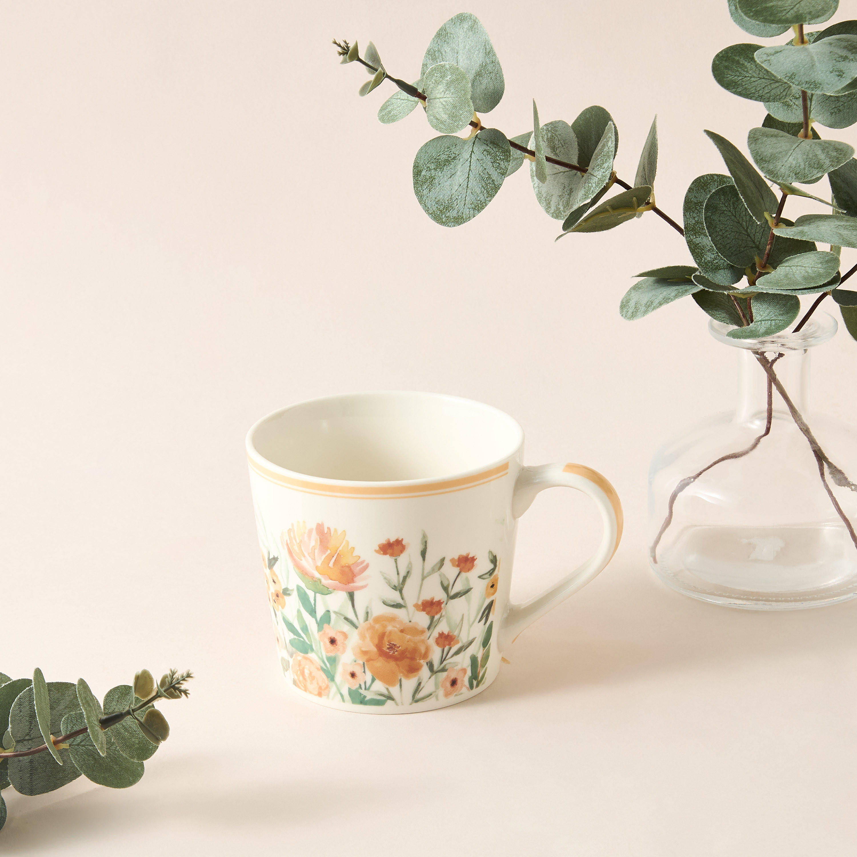 Florisse Floral Print Bone China Mug - 400 ml-household-dining-teaandcoffee-mugsandcups-image-1