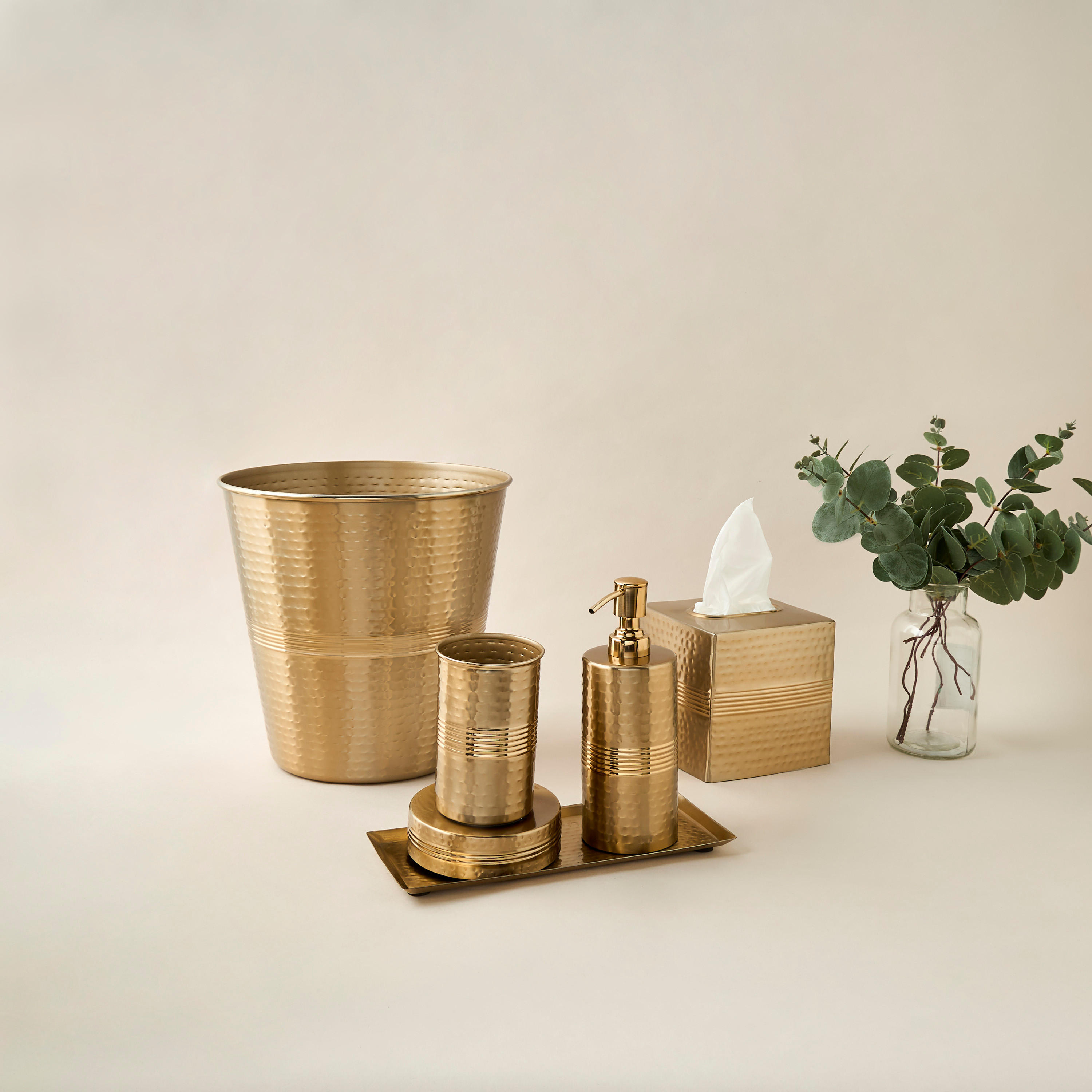 Metallic Hammered Waste Basket-household-bathandlaundry-wastebinsandaccessories-image-4