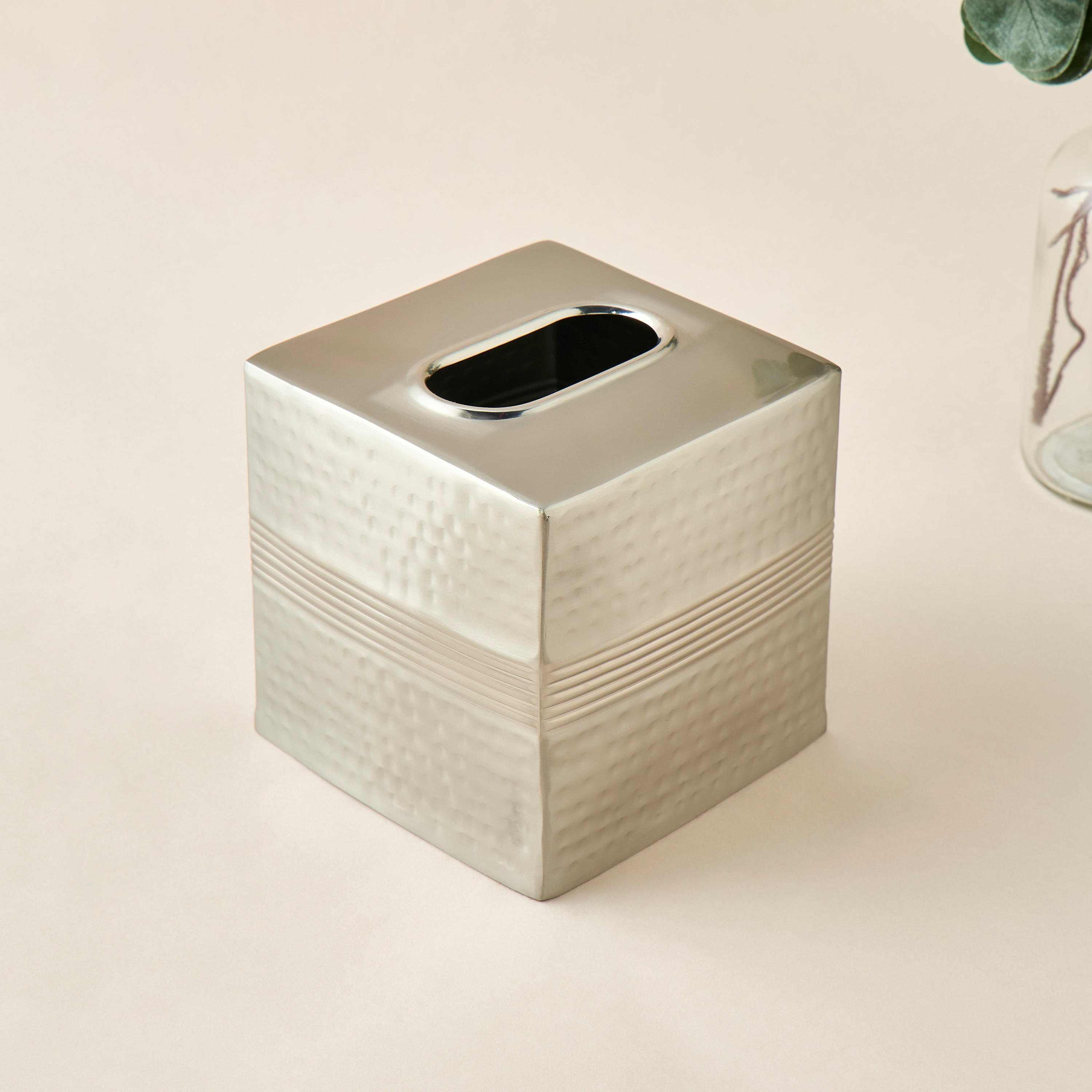 Metallic Hammered Tissue Box-household-bathandlaundry-bathaccessories-tissueboxesandcottonjars-image-2