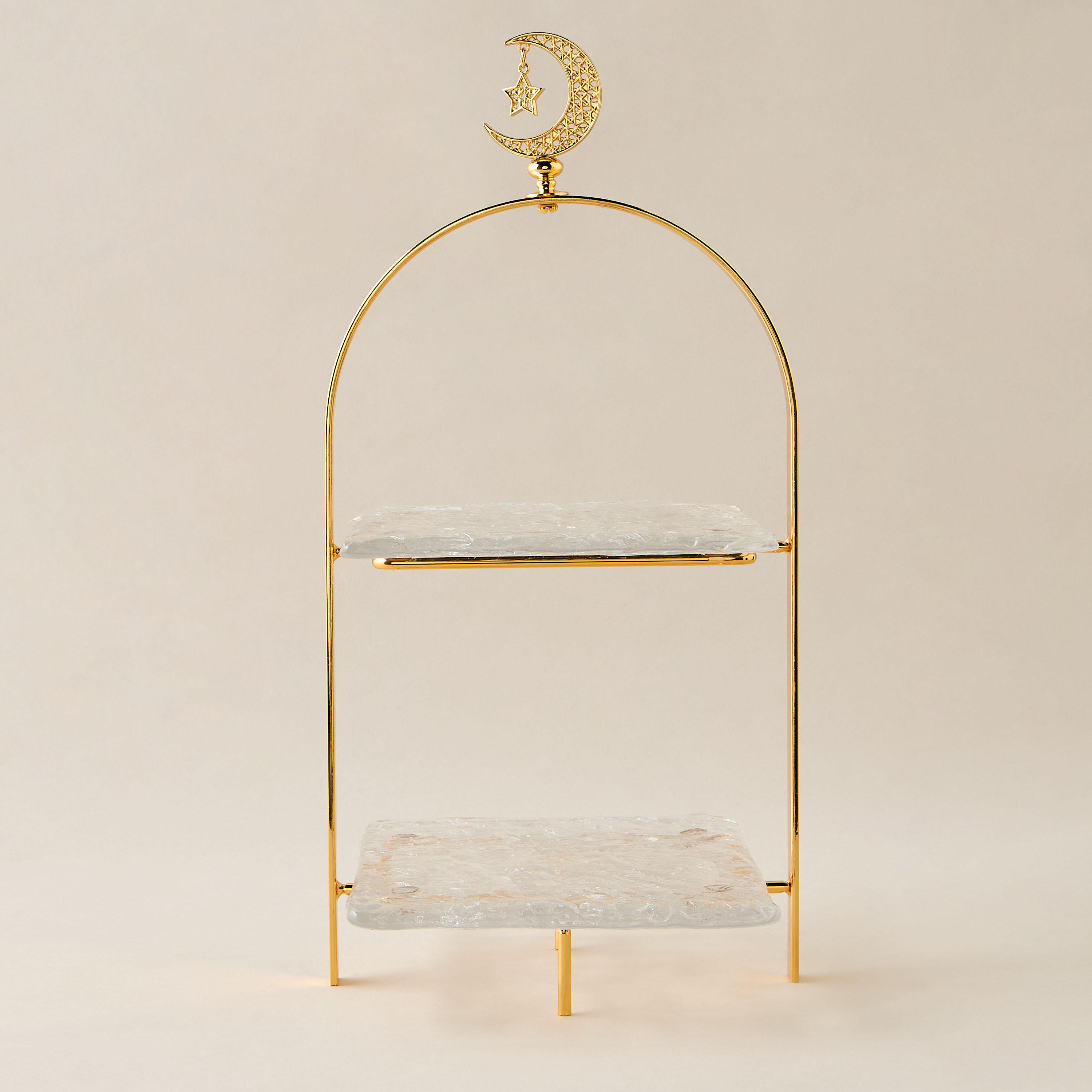 Crescent 2-Tier Glass Serving Platter - 18x37 cms-household-dining-serveware-servingplatters-image-2