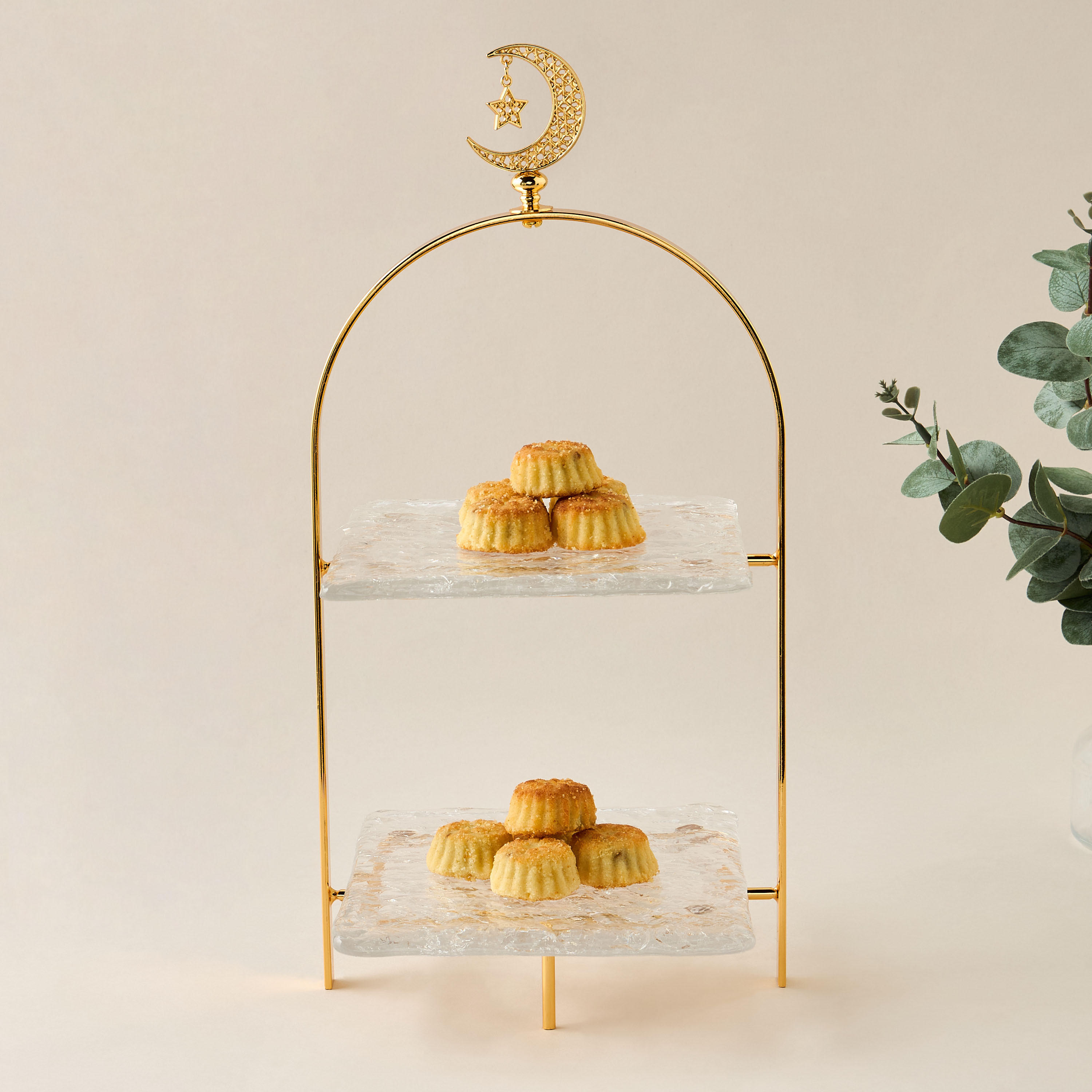 Crescent 2-Tier Glass Serving Platter - 18x37 cms-household-dining-serveware-servingplatters-image-5