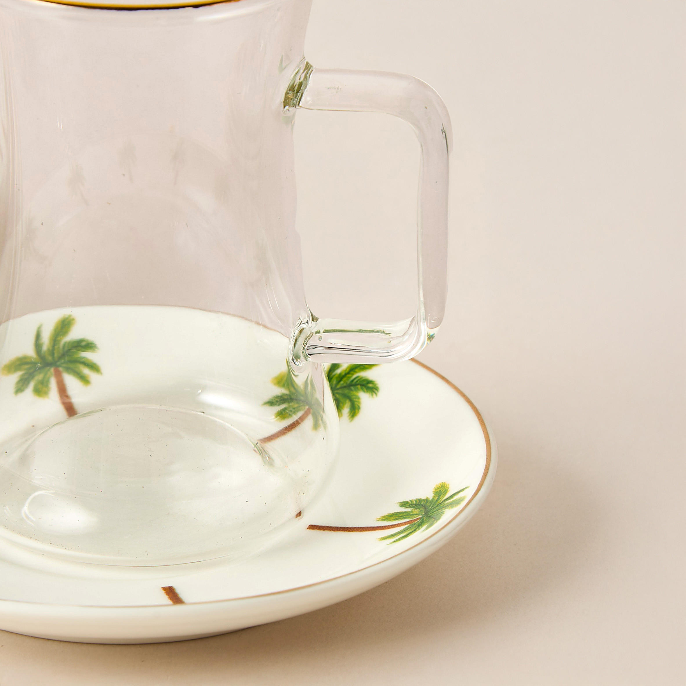 طقم فناجين وصحون شاي تركية من الخزف الصيني 12 قطعة بطبعات نخيل - 200 مل-household-dining-teaandcoffee-teaandcoffeesets-image-3