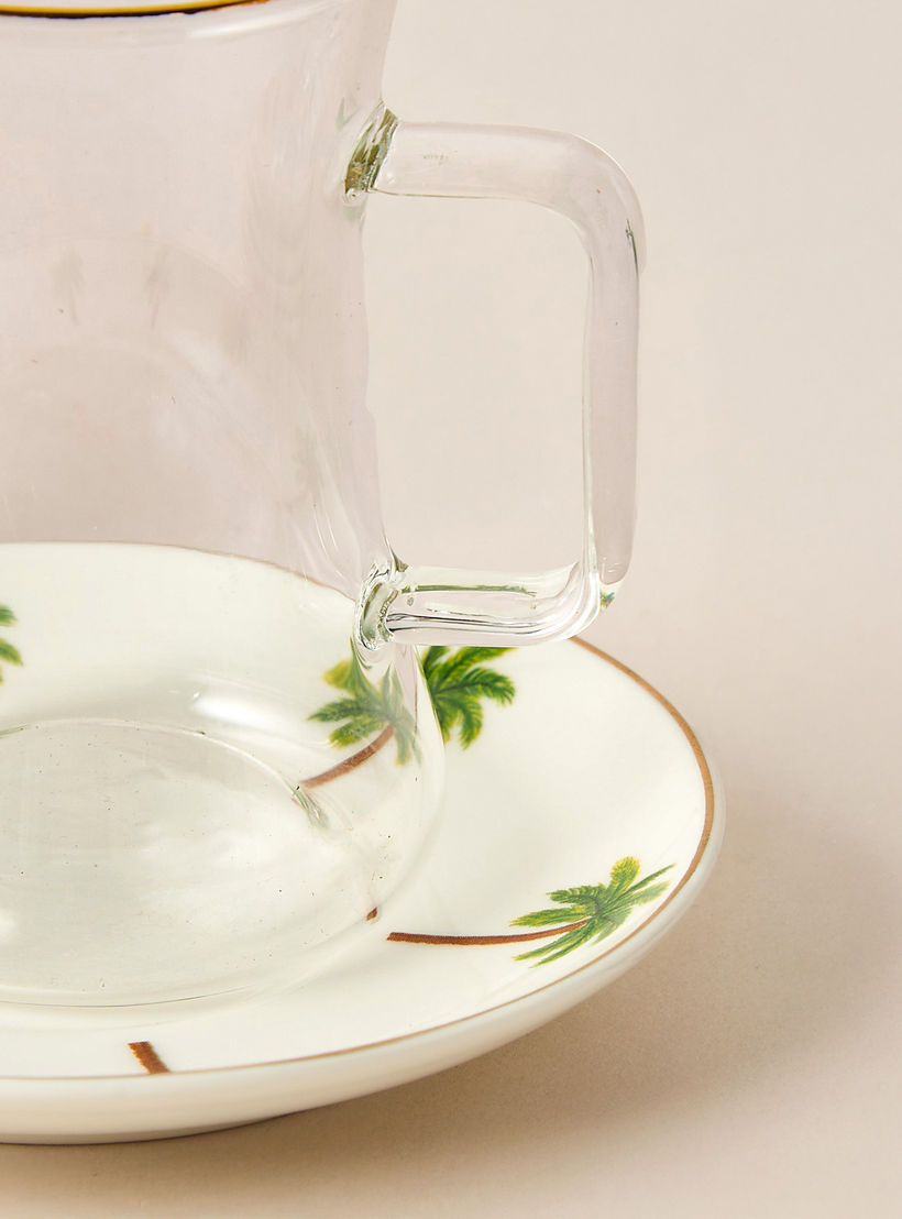 طقم فناجين وصحون شاي تركية من الخزف الصيني 12 قطعة بطبعات نخيل - 200 مل-household-dining-teaandcoffee-teaandcoffeesets-image-3
