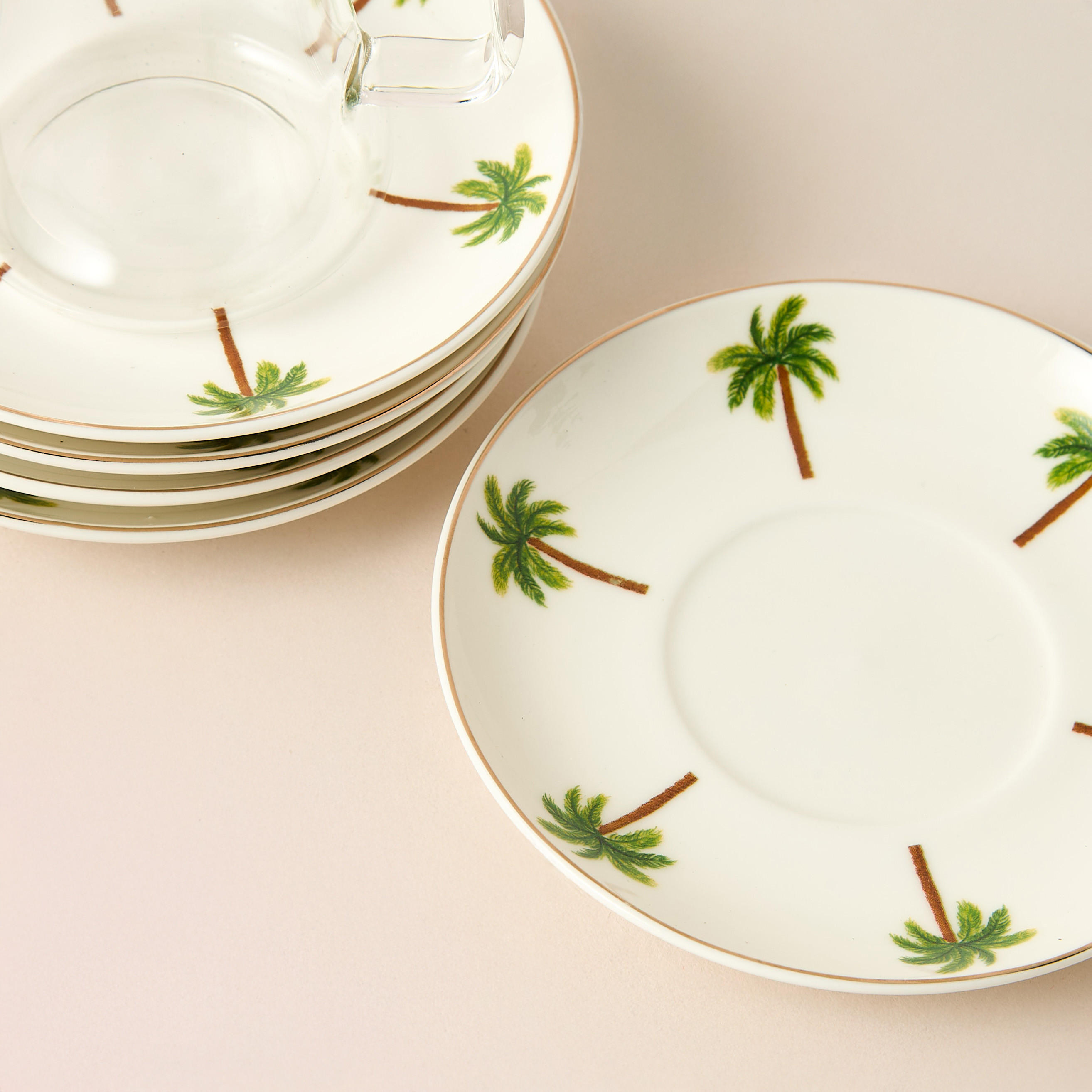 طقم فناجين وصحون شاي تركية من الخزف الصيني 12 قطعة بطبعات نخيل - 200 مل-household-dining-teaandcoffee-teaandcoffeesets-image-4