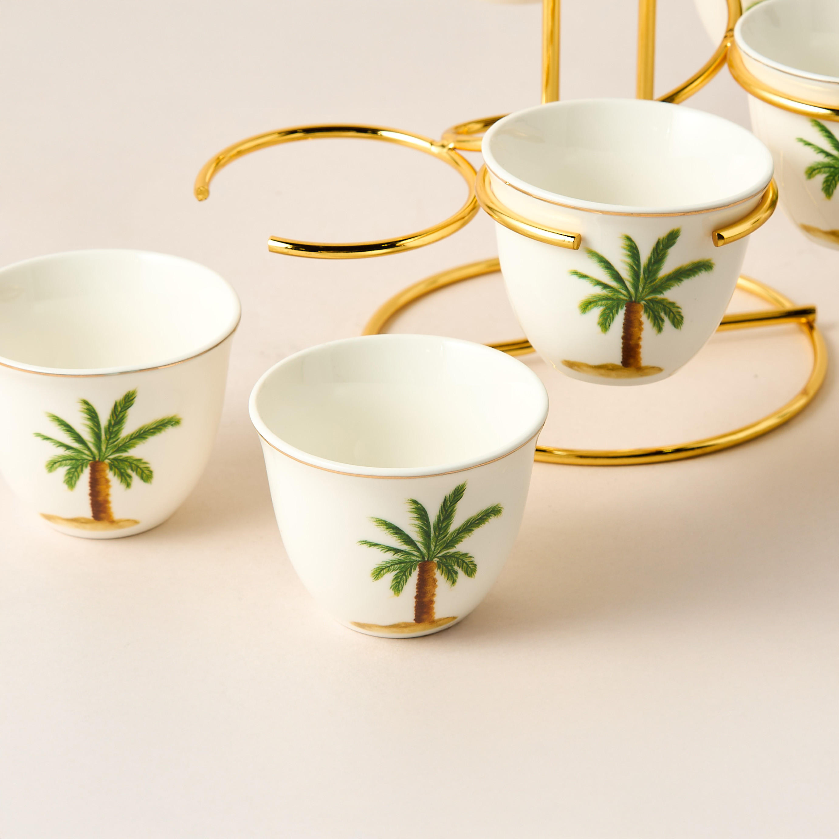 Palm Tree Print 6-Piece Bone China Kahwa Cup Set with Stand-household-dining-teaandcoffee-teaandcoffeesets-image-3