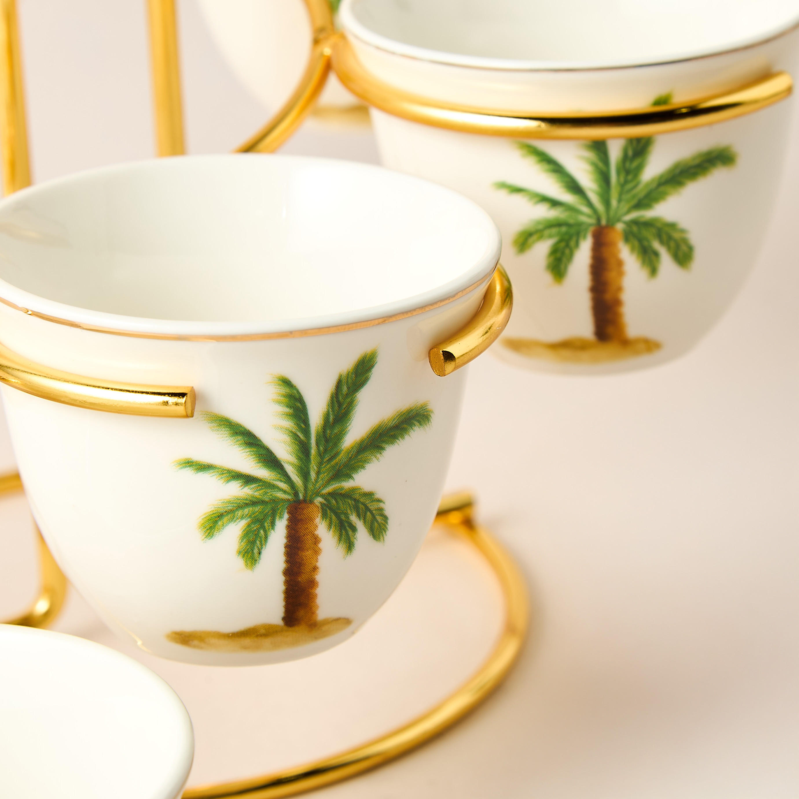 Palm Tree Print 6-Piece Bone China Kahwa Cup Set with Stand-household-dining-teaandcoffee-teaandcoffeesets-image-4