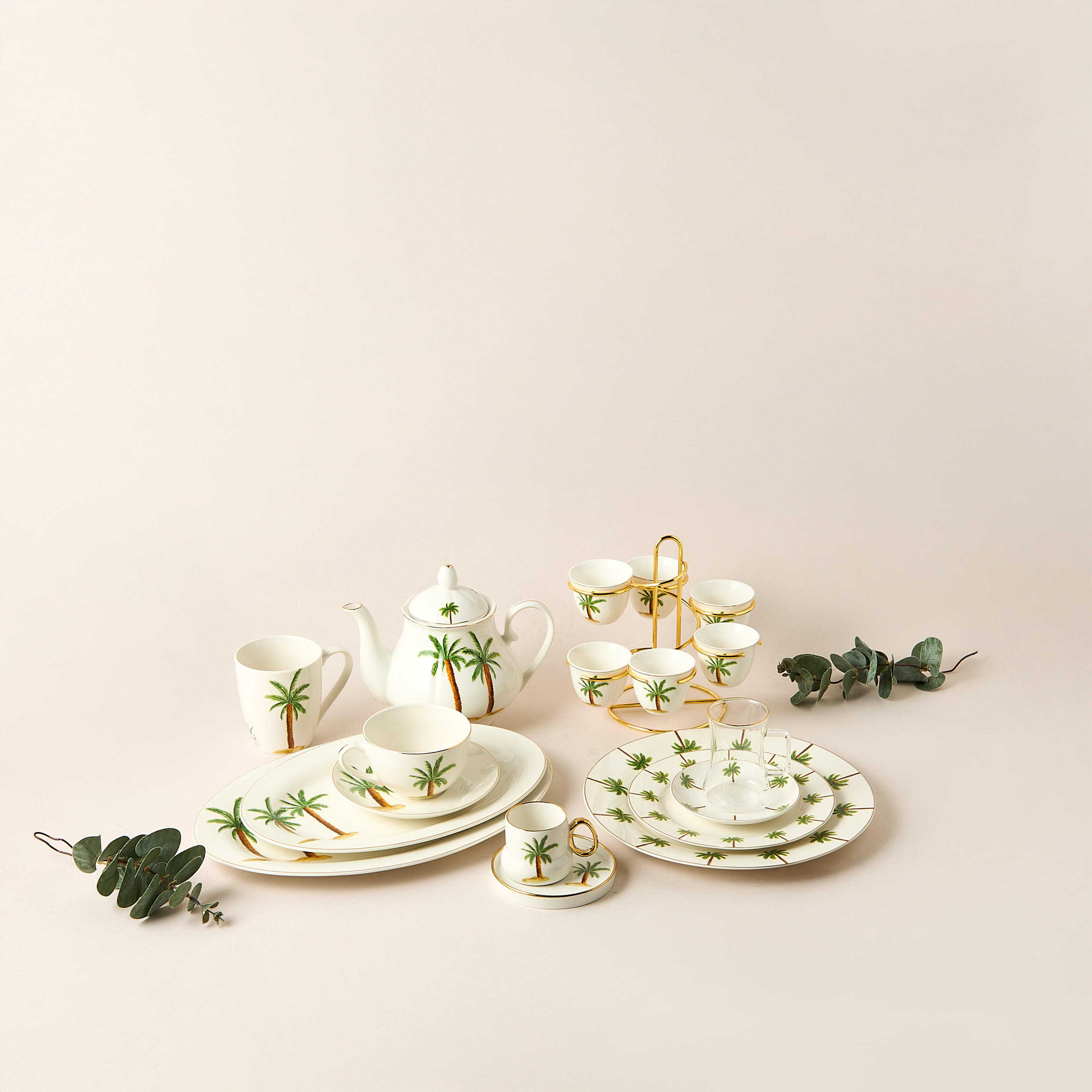 Palm Tree Print 6-Piece Bone China Kahwa Cup Set with Stand-household-dining-teaandcoffee-teaandcoffeesets-image-5