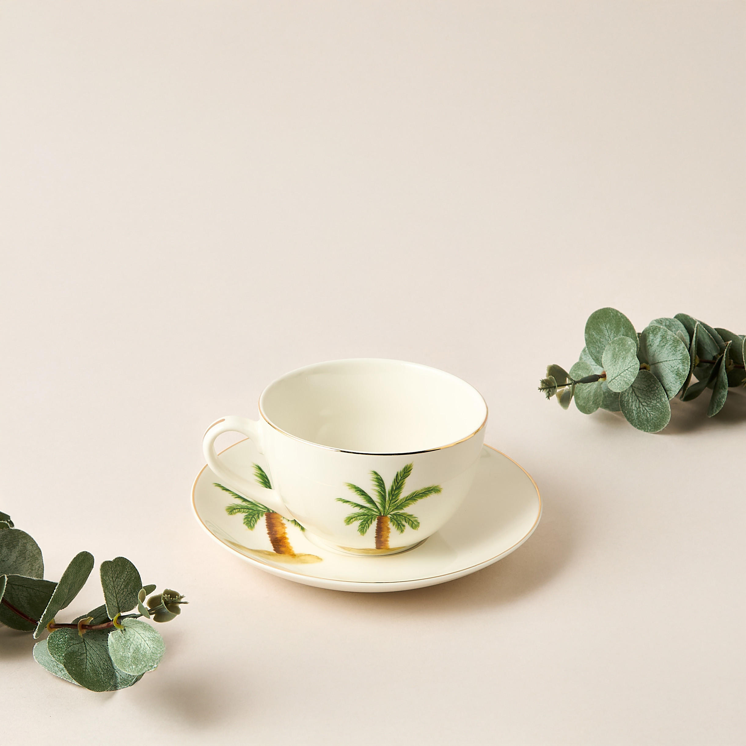 Palm Tree Print Bone China Cup and Saucer - 200 ml-household-dining-teaandcoffee-teaandcoffeesets-image-2