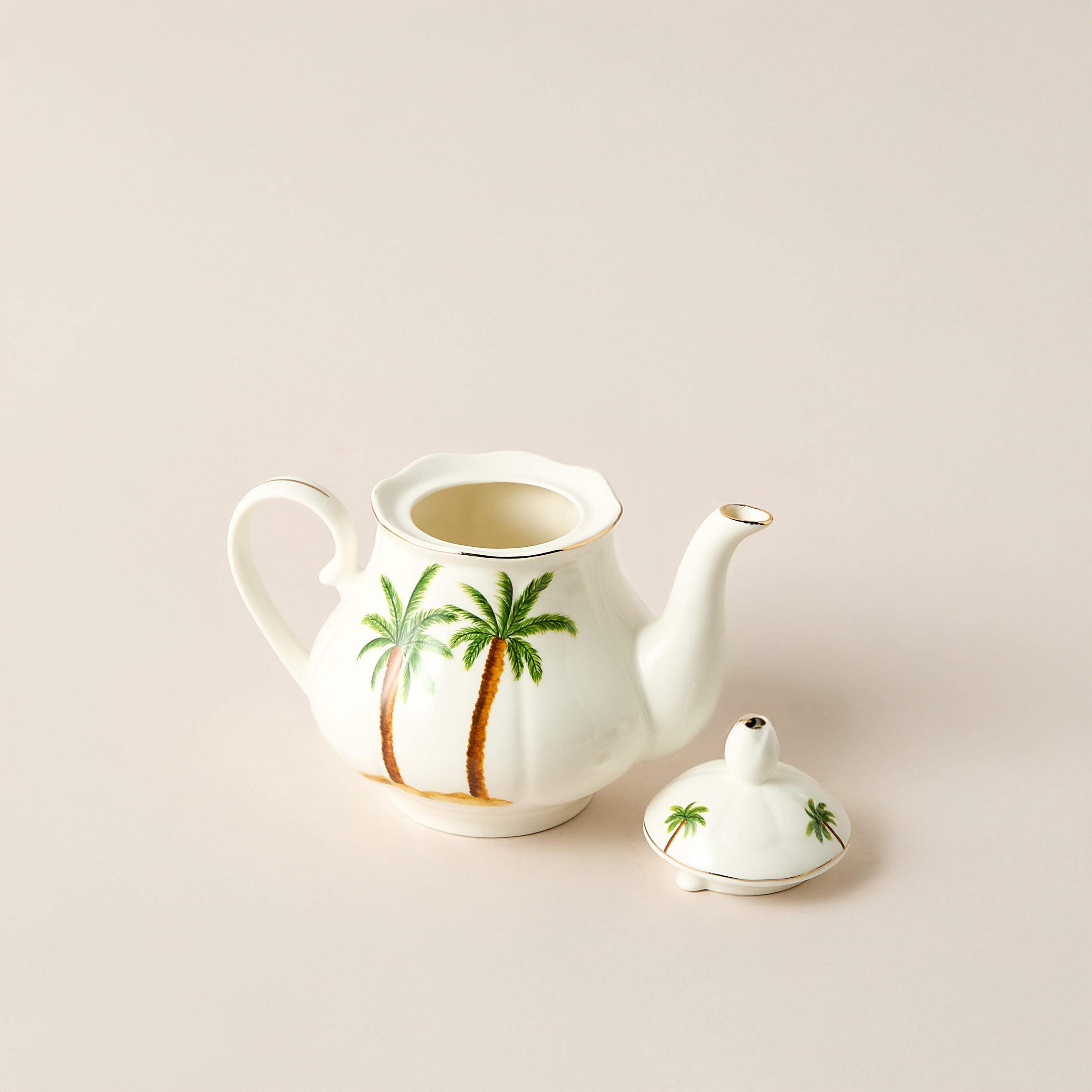 Palm Tree Print Bone China Teapot - 1.2 L-household-dining-teaandcoffee-vacuumflaskscoffeeandteapots-image-3