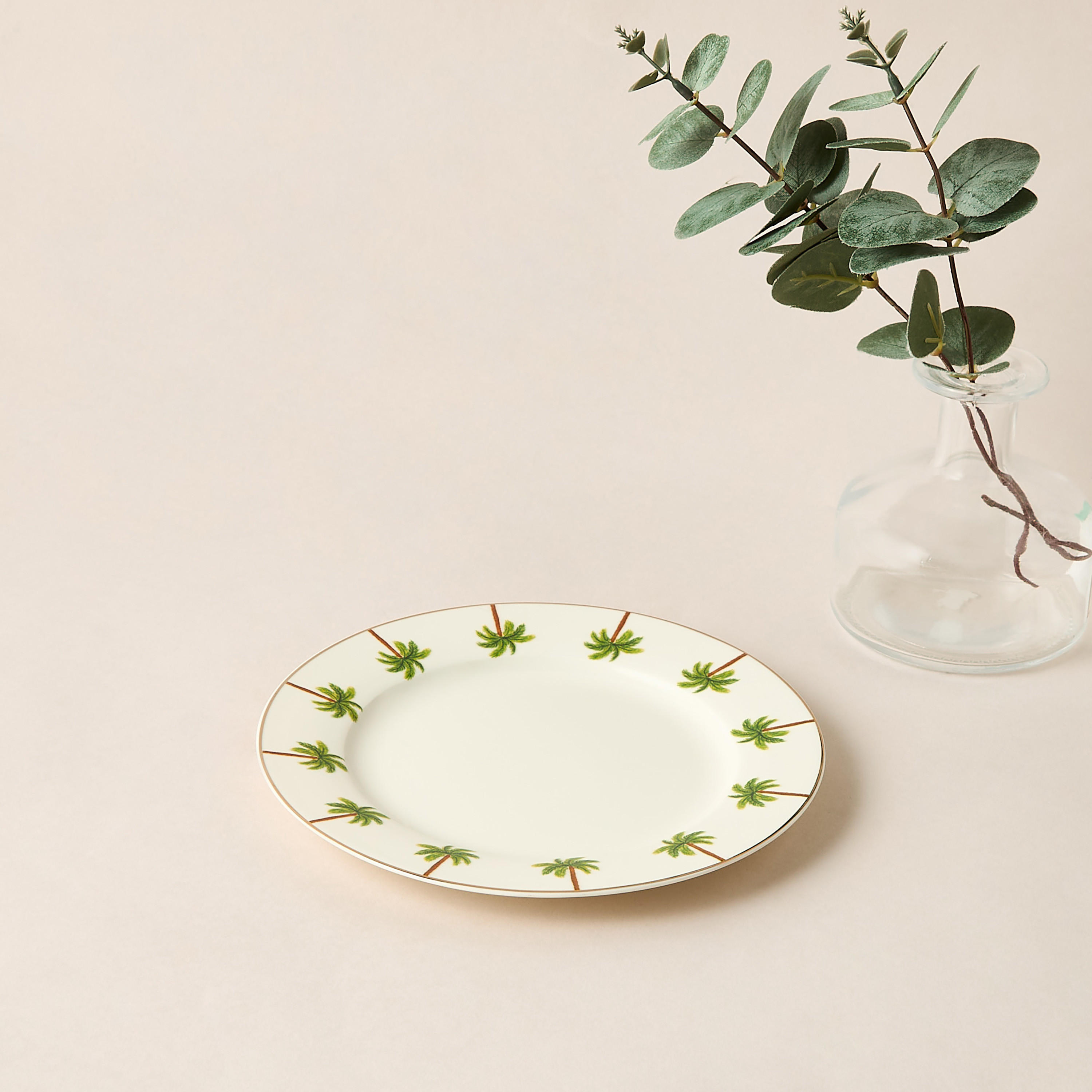 Palm Tree Print Bone China Side Plate - 19 cms-household-dining-dinnerware-plates-image-1