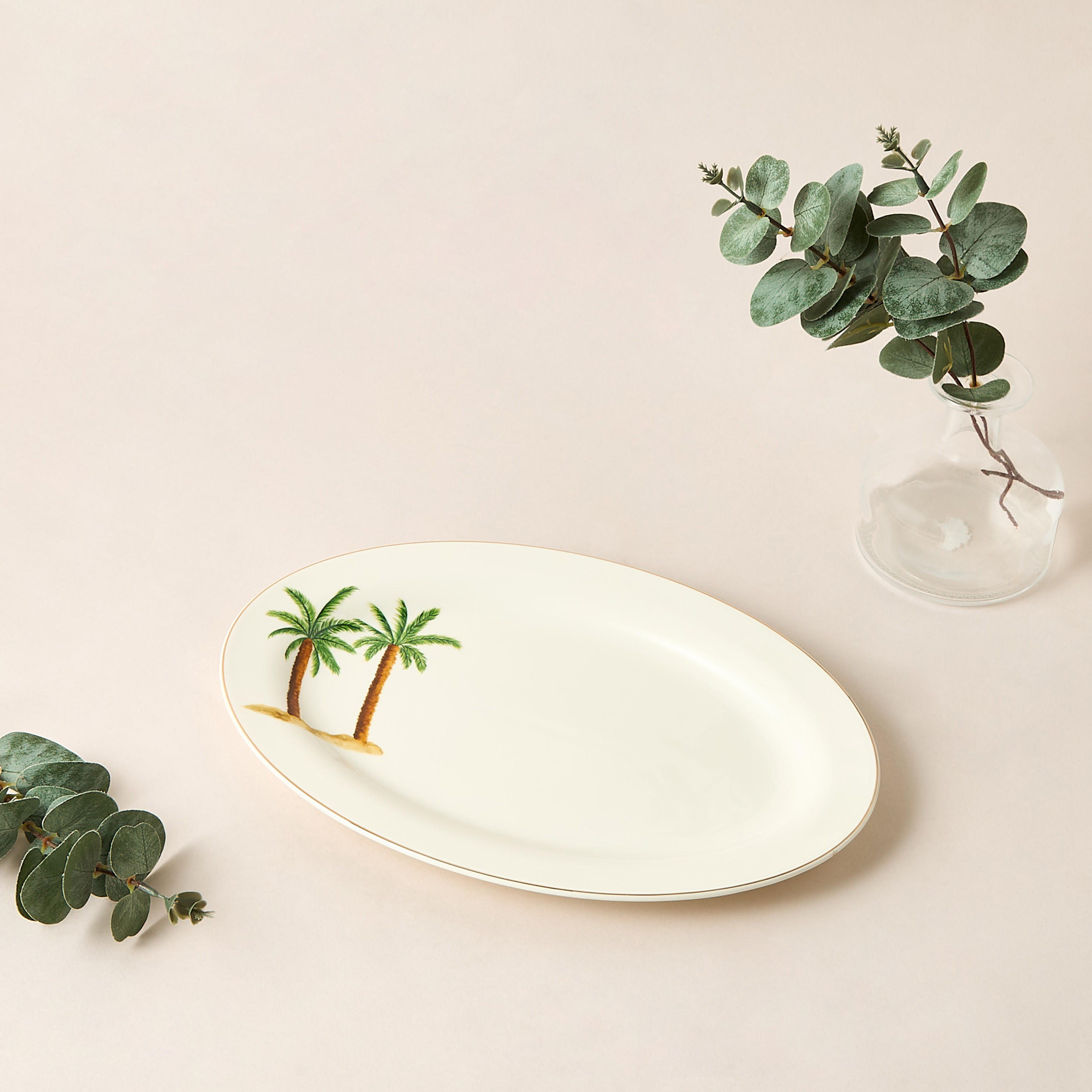 Palm Tree Print Bone China Platter - 30x21 cms-household-dining-serveware-servingplatters-image-3