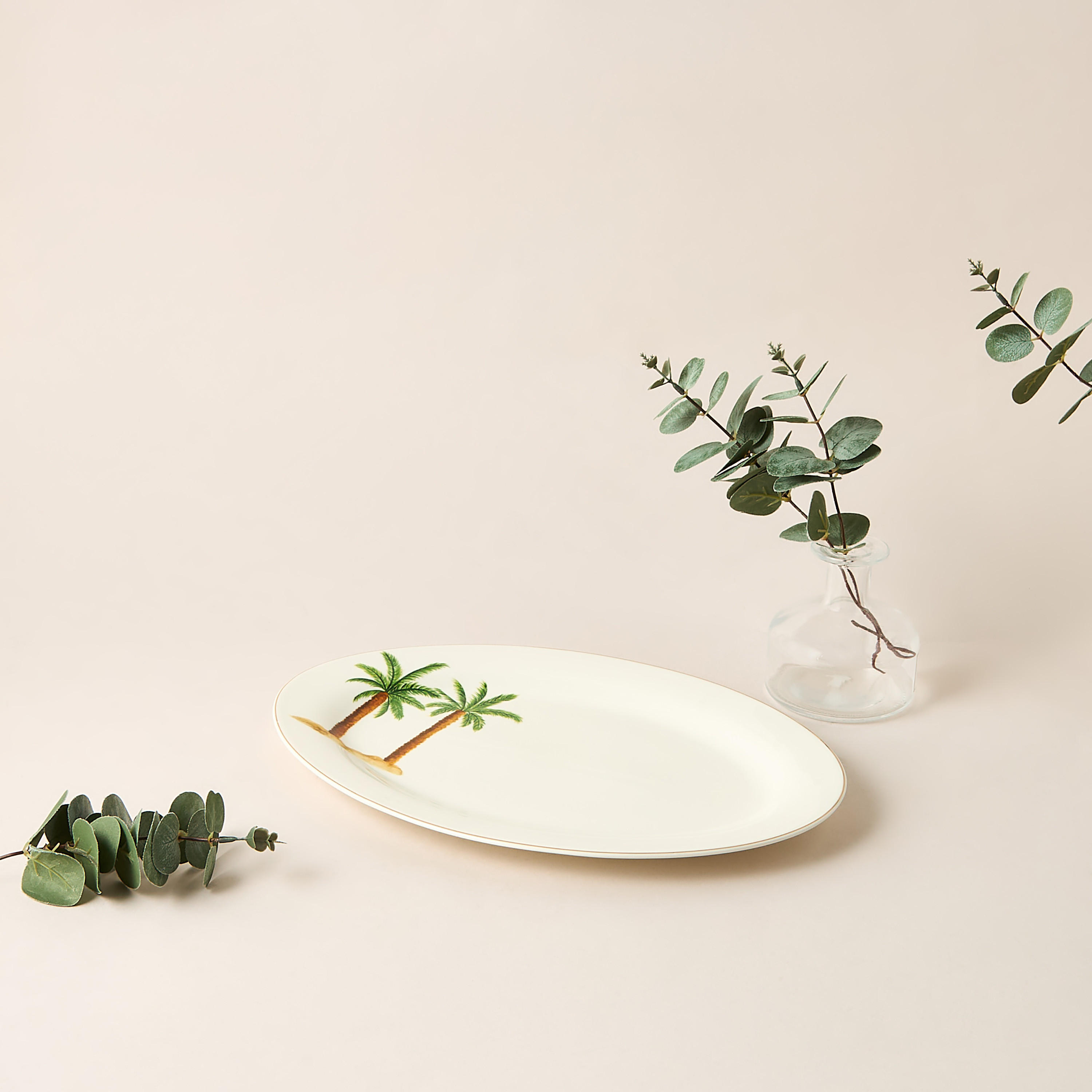Palm Tree Print Bone China Platter - 35x24 cms-household-dining-serveware-servingplatters-image-2