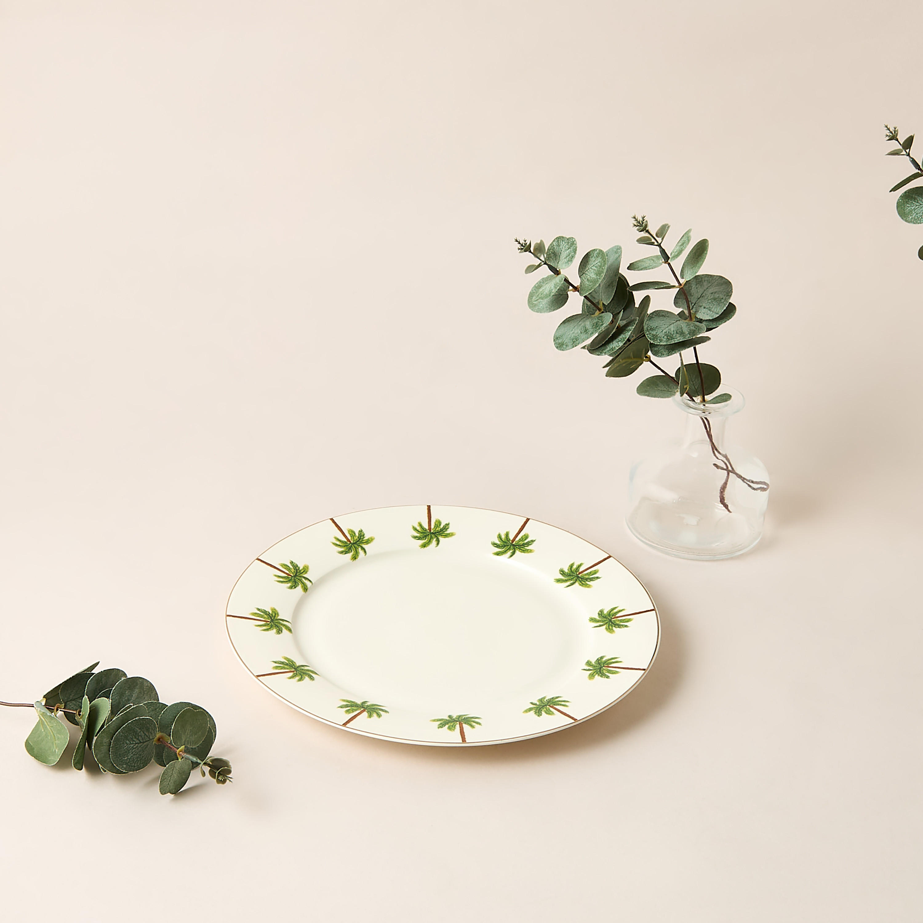 Palm Tree Print Bone China Dinner Plate - 27 cms-household-dining-dinnerware-plates-image-1