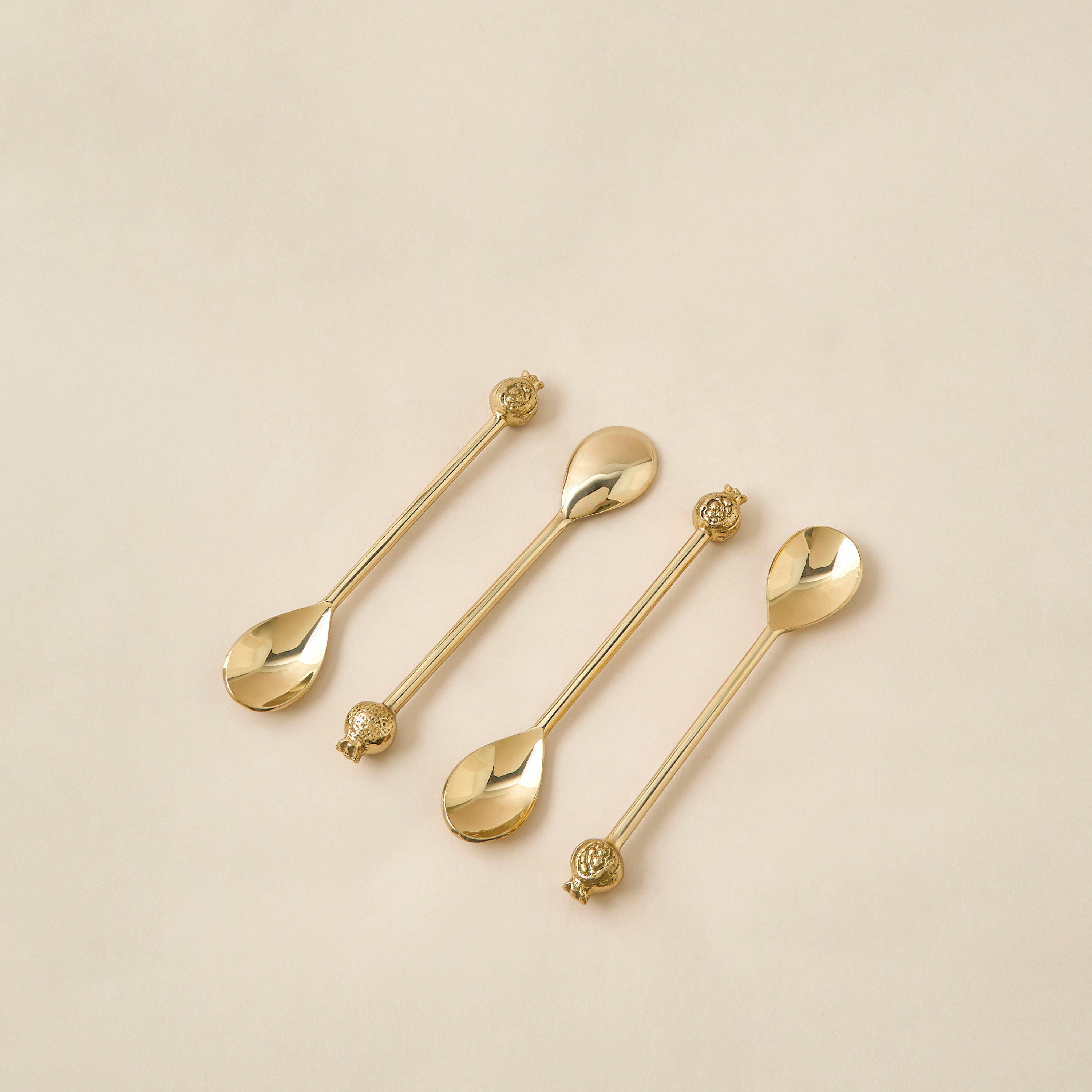 Pomegranate Brass Spoon - Set of 4-household-dining-cutlery-cutlerysets-image-2