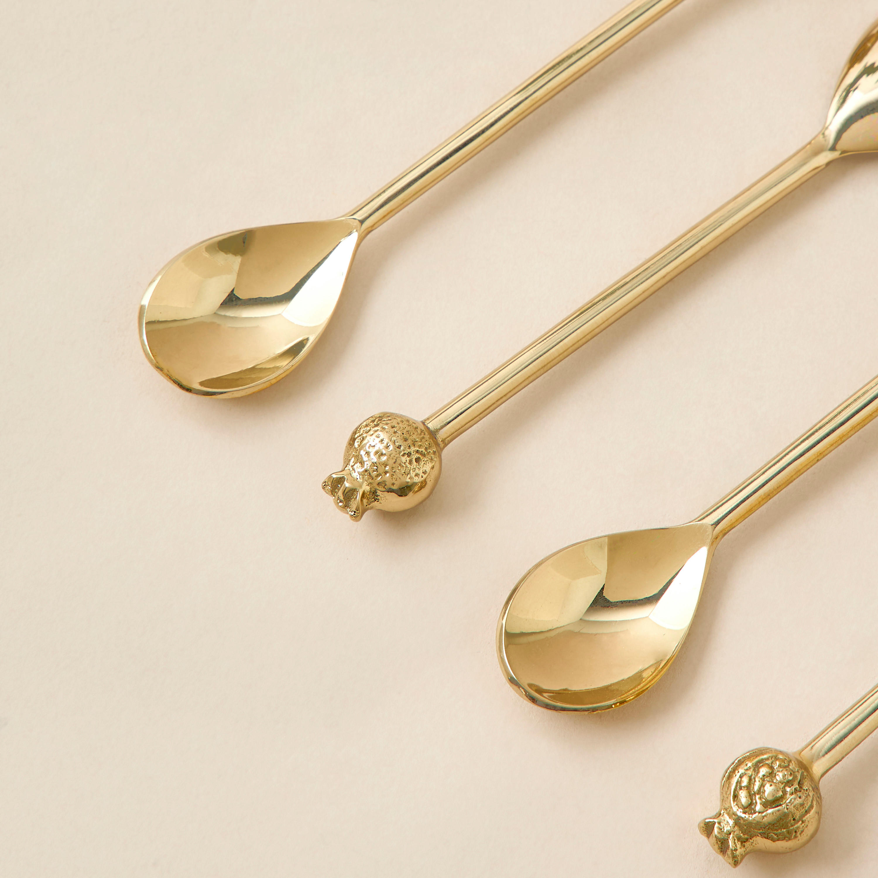 Pomegranate Brass Spoon - Set of 4-household-dining-cutlery-cutlerysets-image-3