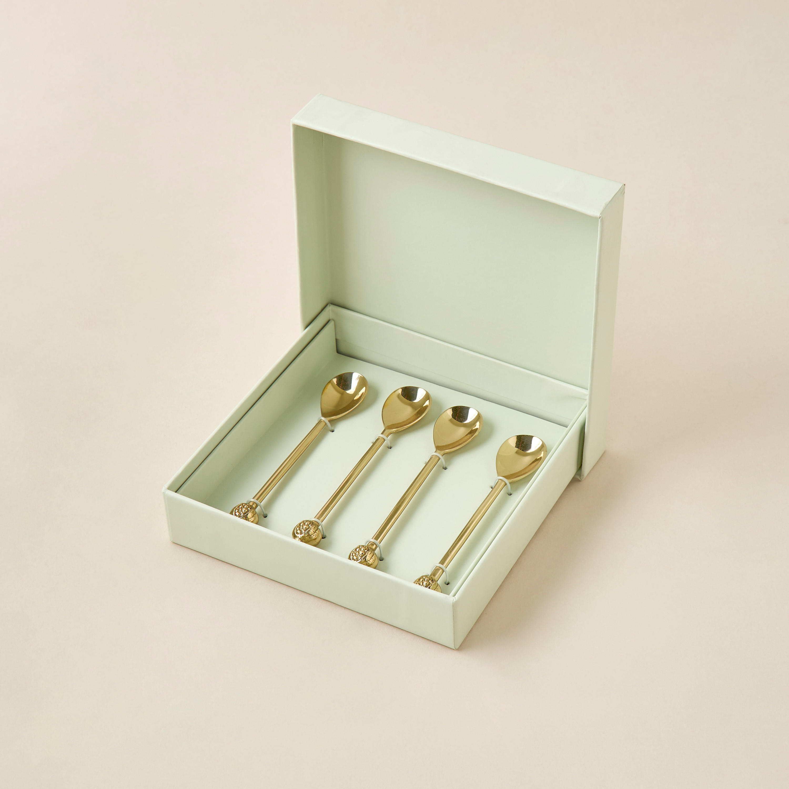 Pomegranate Brass Spoon - Set of 4-household-dining-cutlery-cutlerysets-image-4