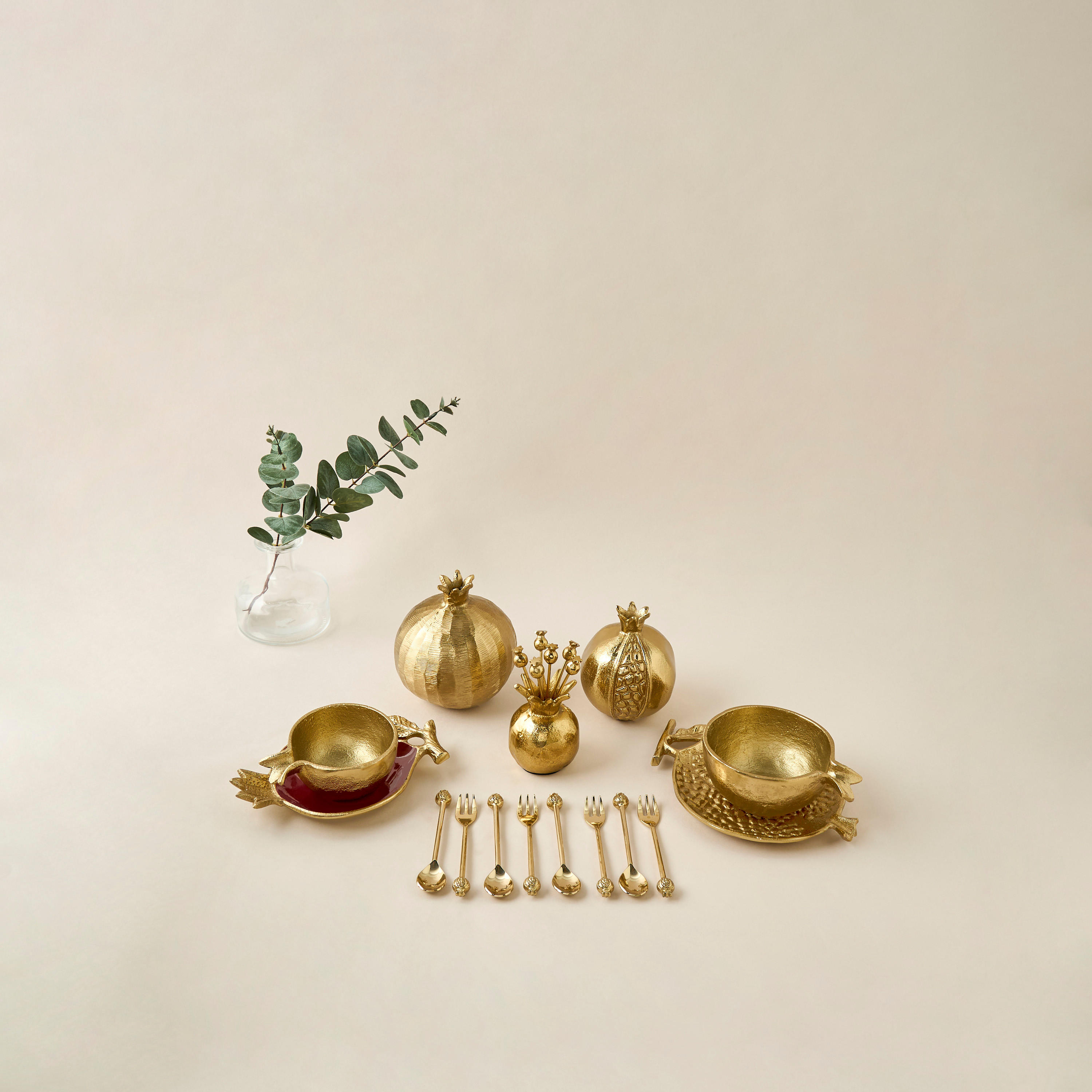 Pomegranate Brass Spoon - Set of 4-household-dining-cutlery-cutlerysets-image-5