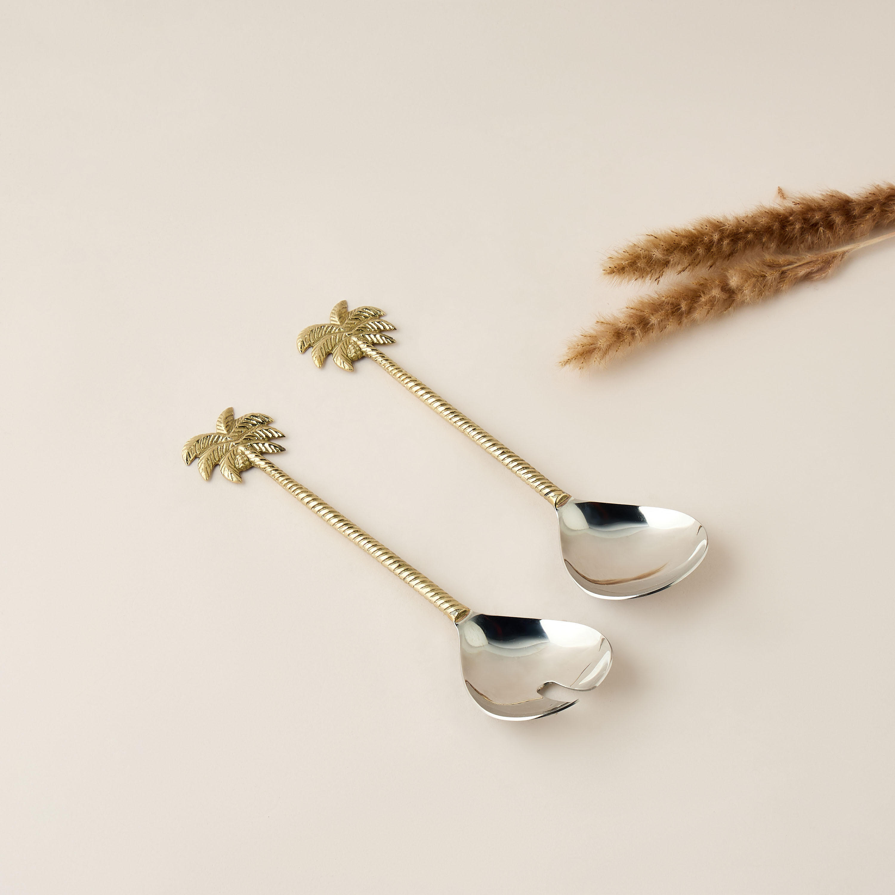 Metallic Palm Tree 2-Piece Salad Server Set-household-dining-cutlery-cutlerysets-image-1