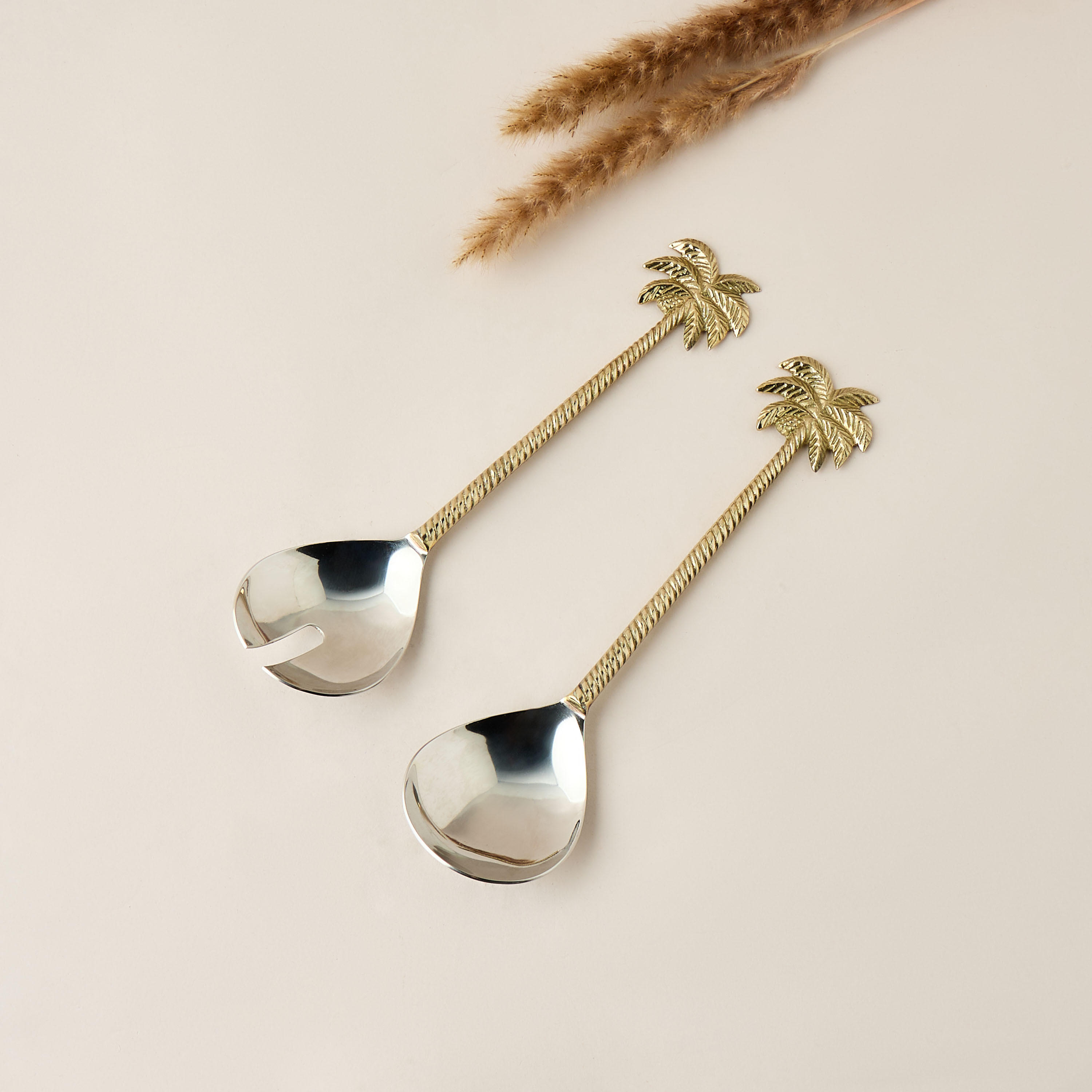 Metallic Palm Tree 2-Piece Salad Server Set-household-dining-cutlery-cutlerysets-image-2