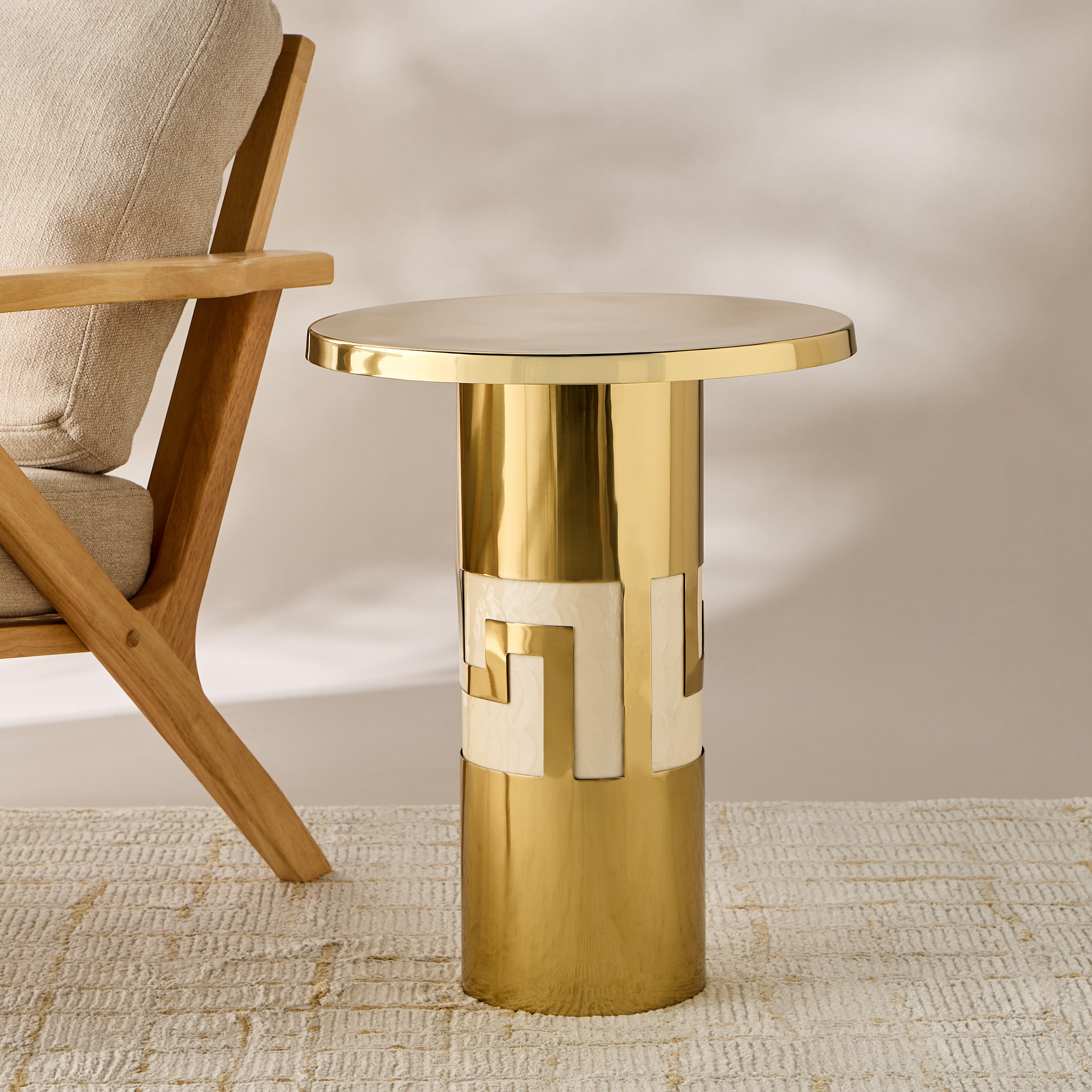 Gia Como Enamel Cutwork Accent Table - 55x45 cms-furniture-livingroom-sideandendtables-image-1