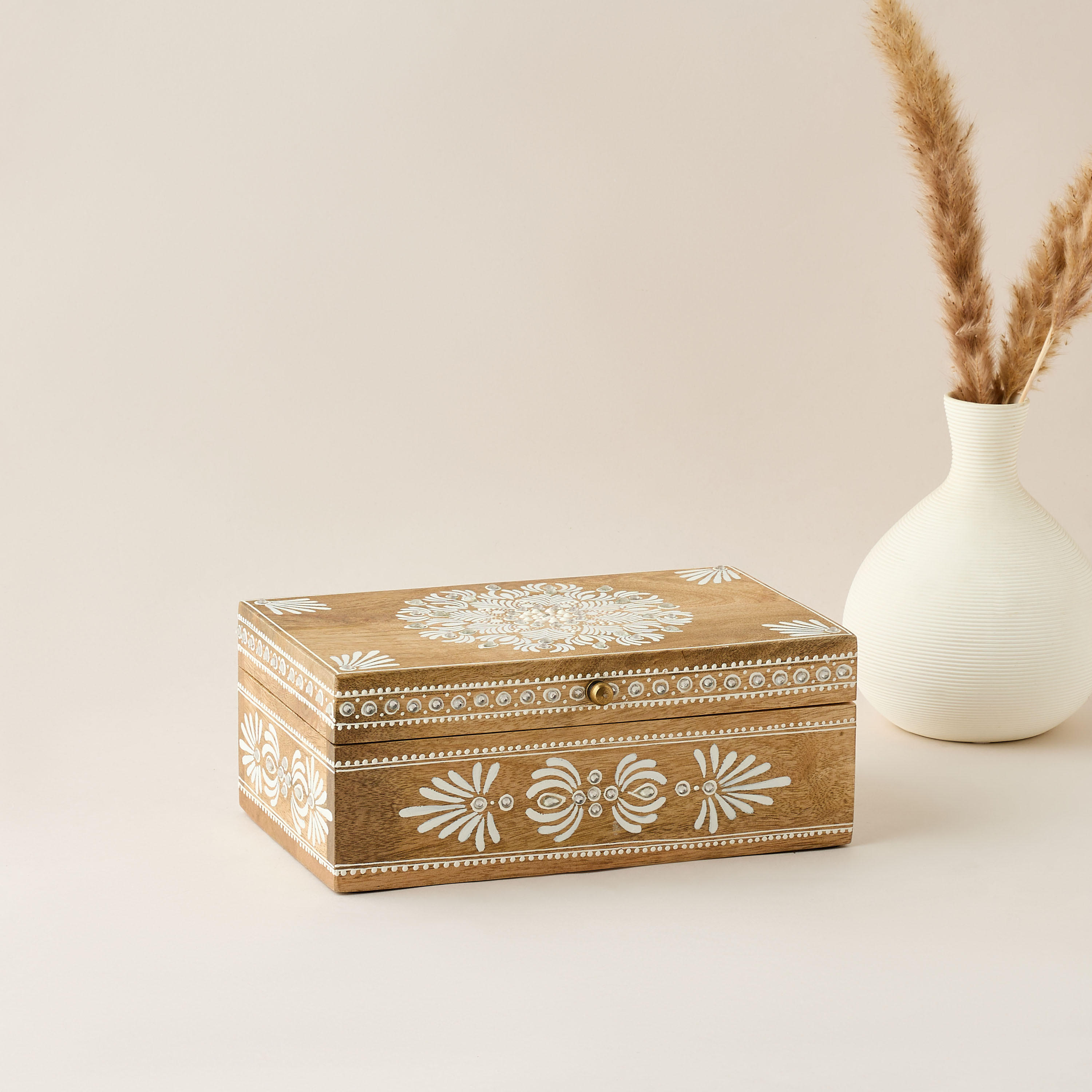 Decorative Wooden Painted Box - 44x4 cms-household-decor-boxesandtrays-image-1