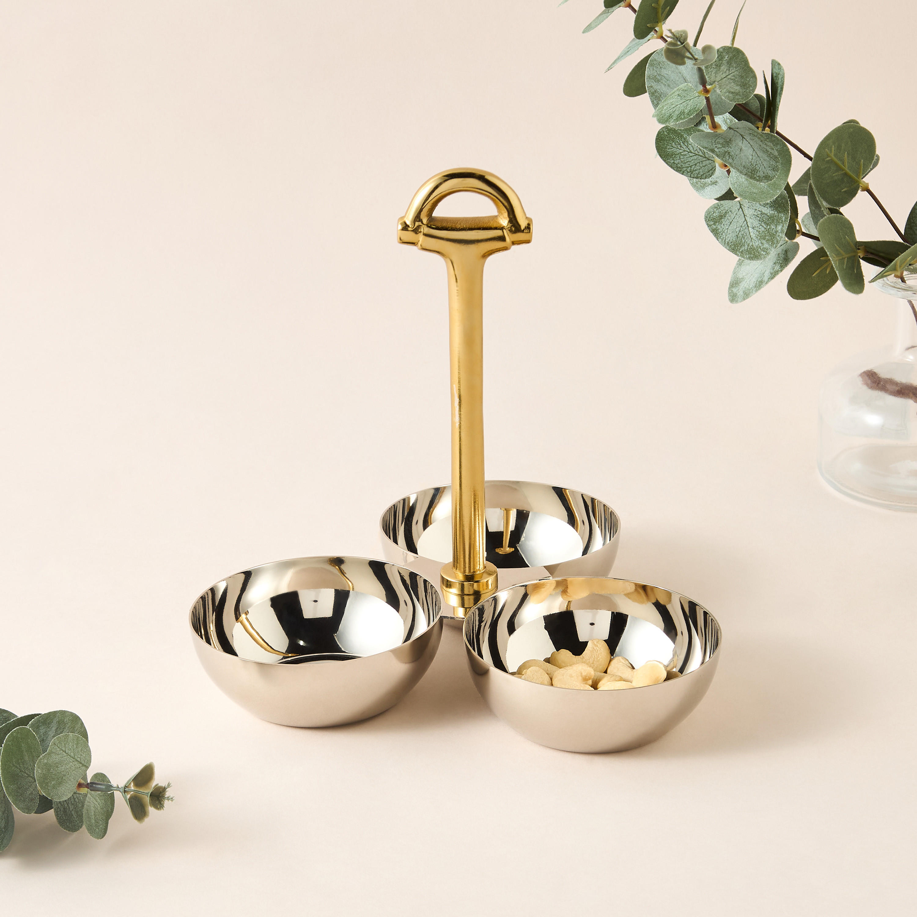 Metal 3-Bowl Condiment Set - 22x14 cms-household-decor-vasesandbowls-image-4