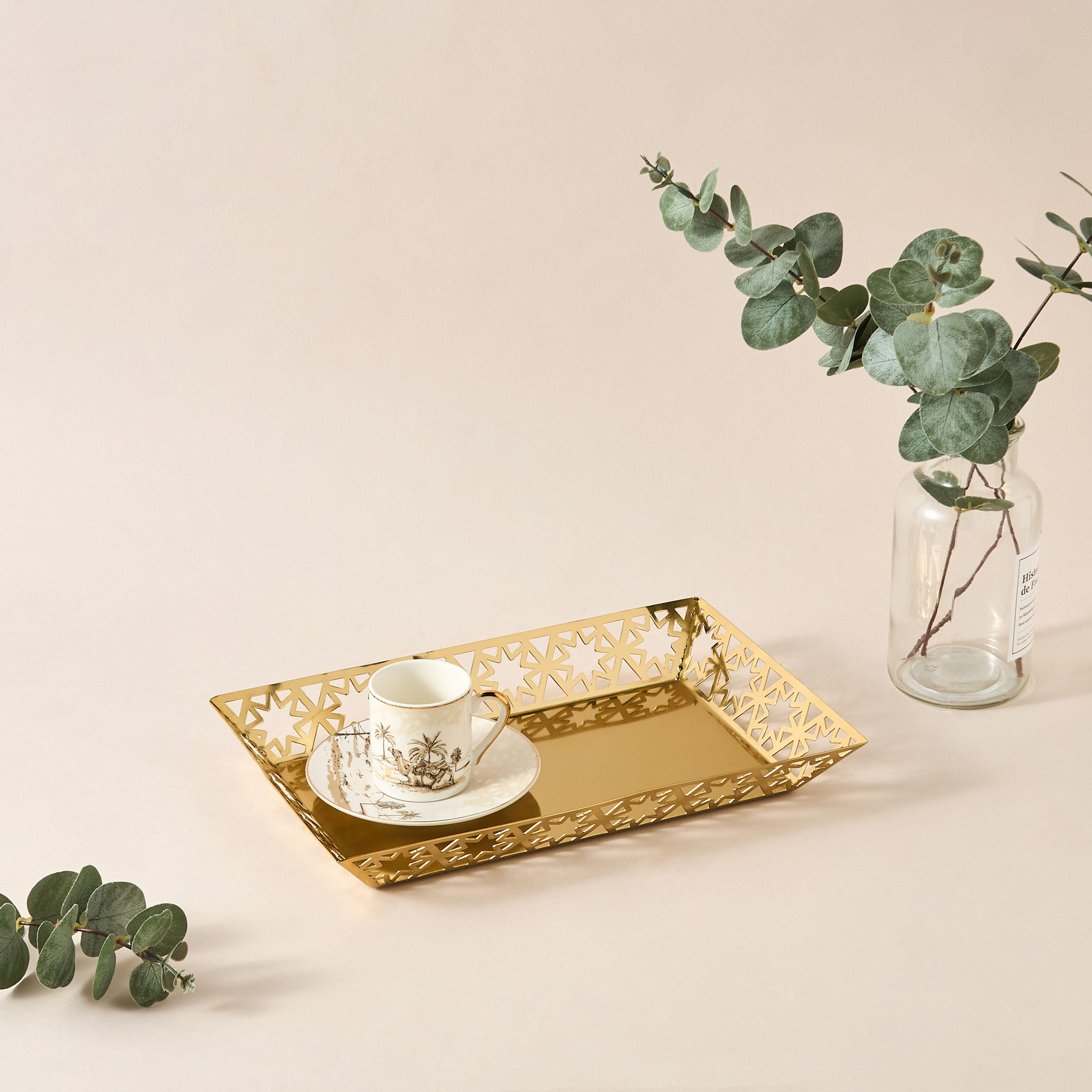 Star Cutout Detail Rectangular Decorative Tray - 30x7 cms-household-decor-boxesandtrays-image-2