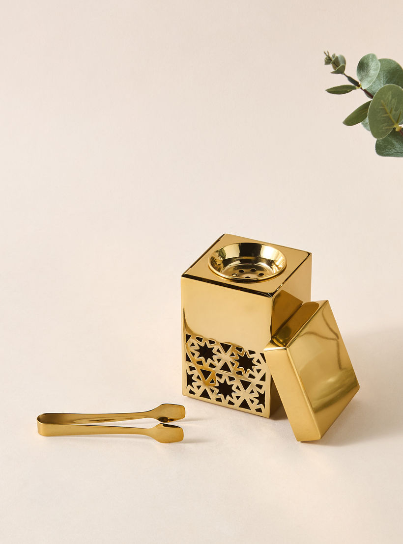 Star Etched Bakhoor Burner with Storage Box and Tong Set-household-homefragrance-burners-image-1