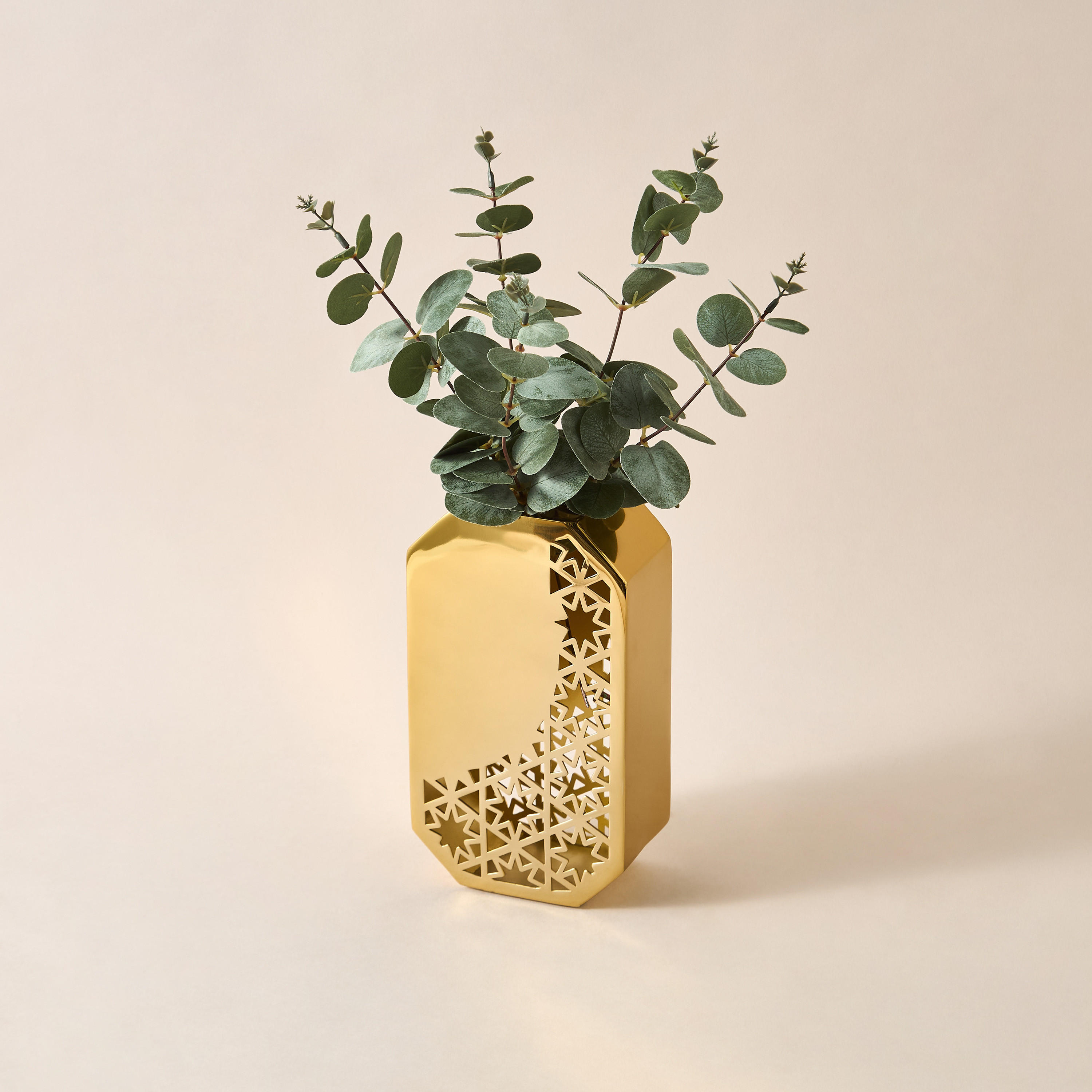 Star Etched Decorative Vase - 12x7x11 cms-household-decor-vasesandbowls-image-3