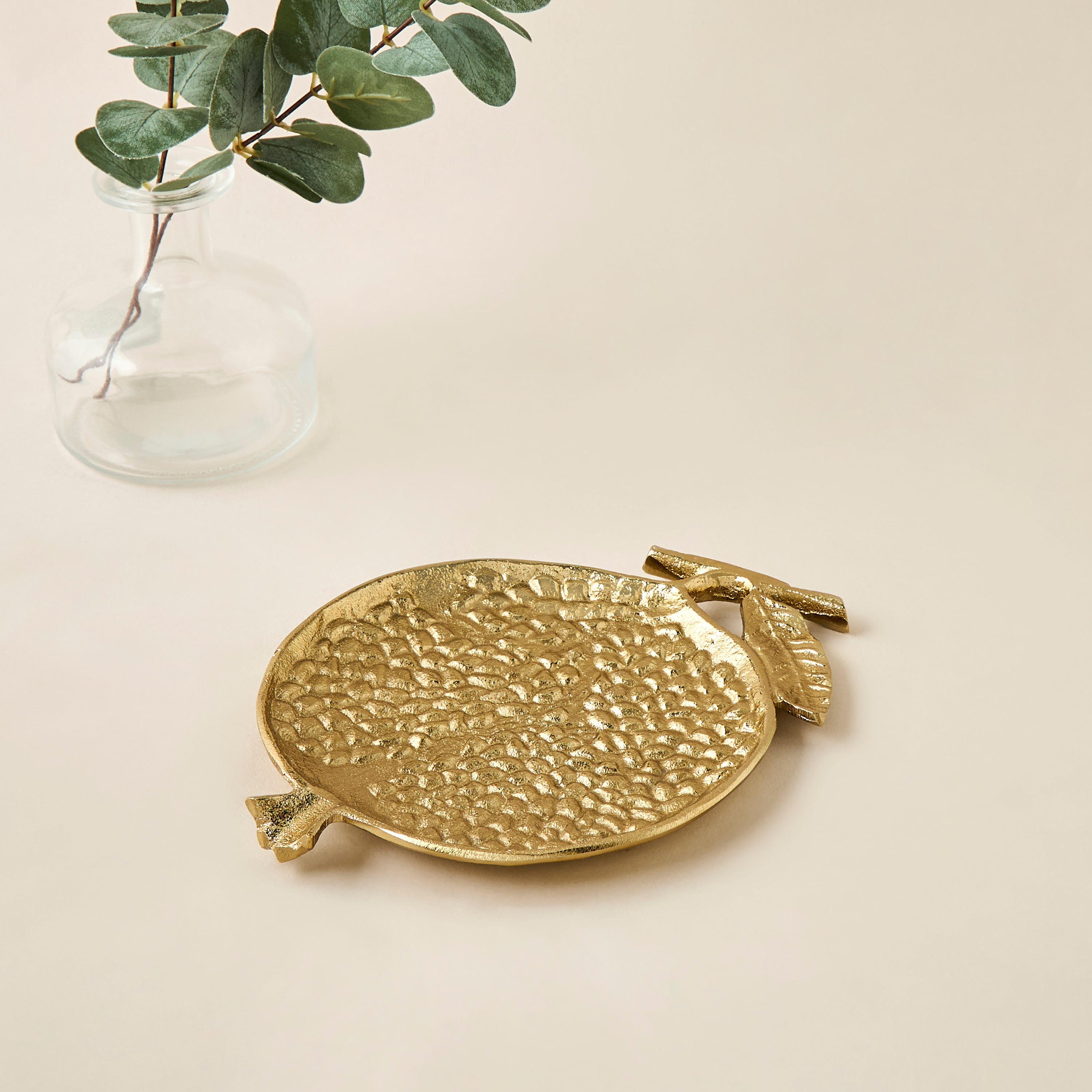 Metallic Pomegranate Decorative Tray - 21x18 cms-household-decor-boxesandtrays-image-2