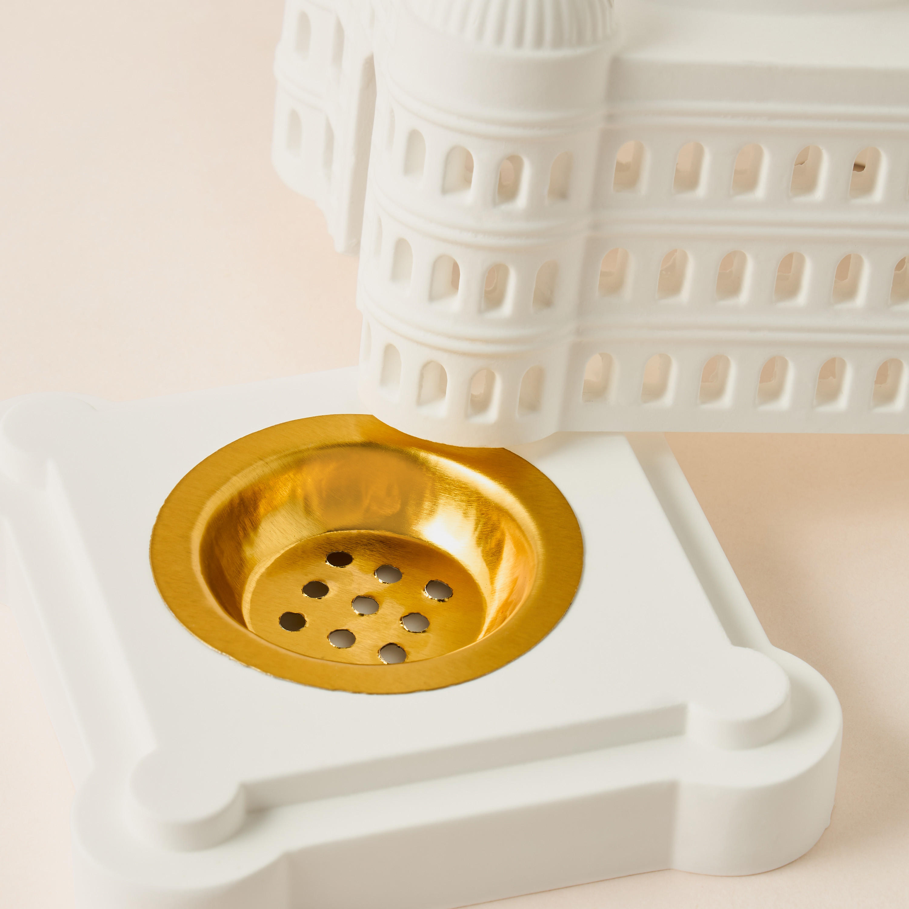 Dome Shape Gypsum Incense Burner - 10x16x8 cms-household-homefragrance-burners-image-5