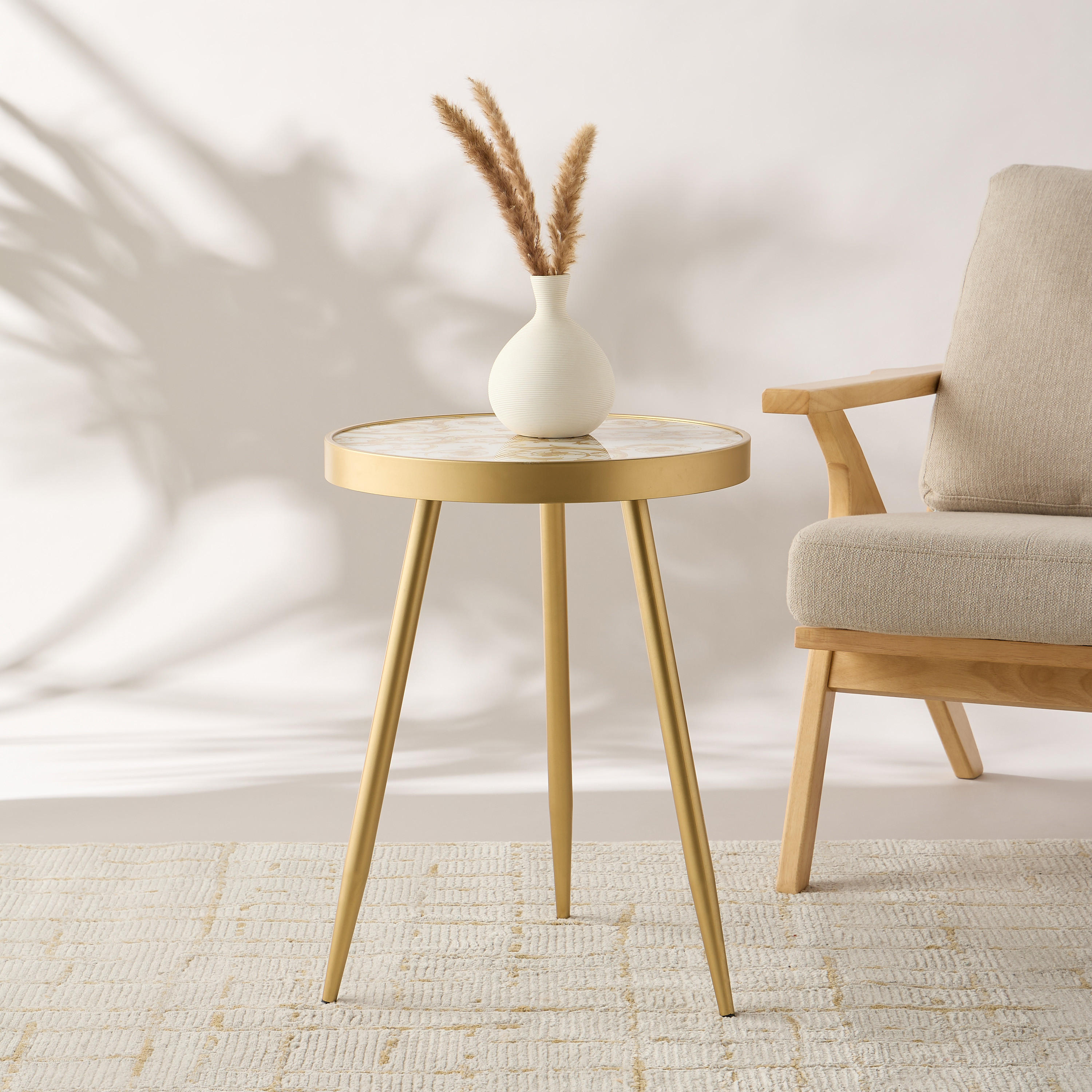 Gia Printed Glass Top Accent Table - 45x61x60 cms-furniture-livingroom-sideandendtables-image-2
