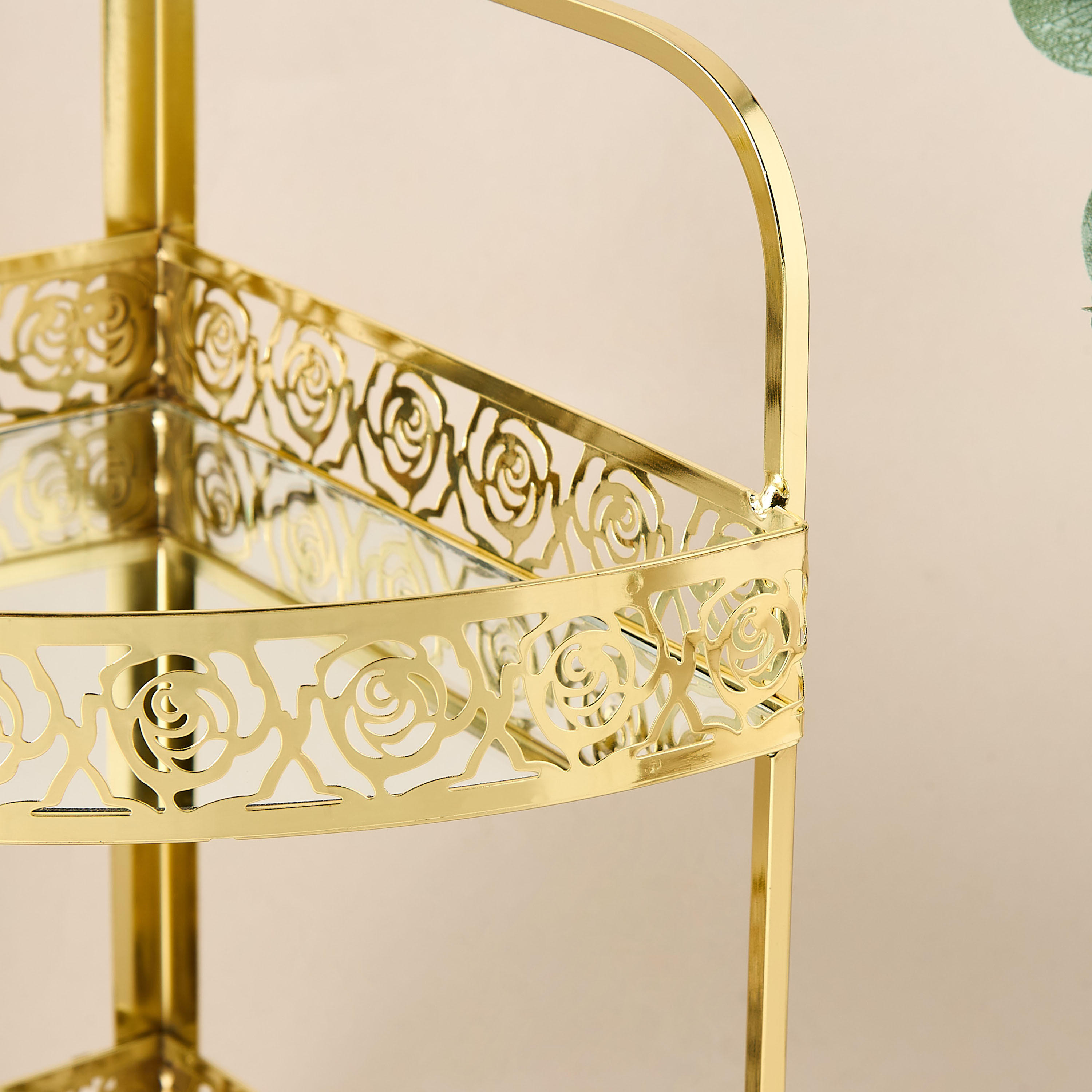 Rose Cutout Detail 2-Tier Corner Shelf-household-storage-storagesolutions-storageracks-image-2