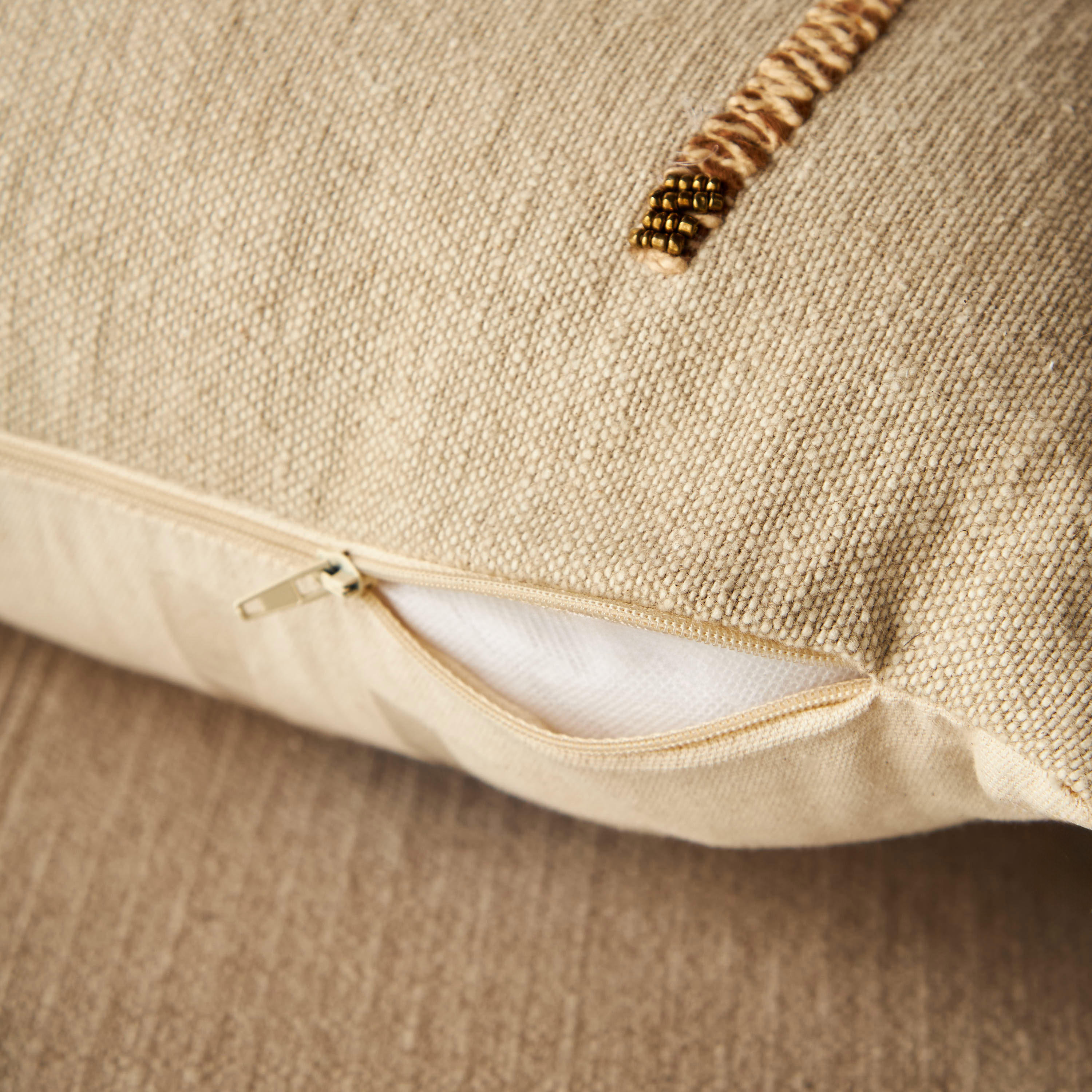 Embroidered Palm Cushion with Fringe - 50x35 cms-household-cushionsandthrows-filledcushions-decorativecushions-image-4