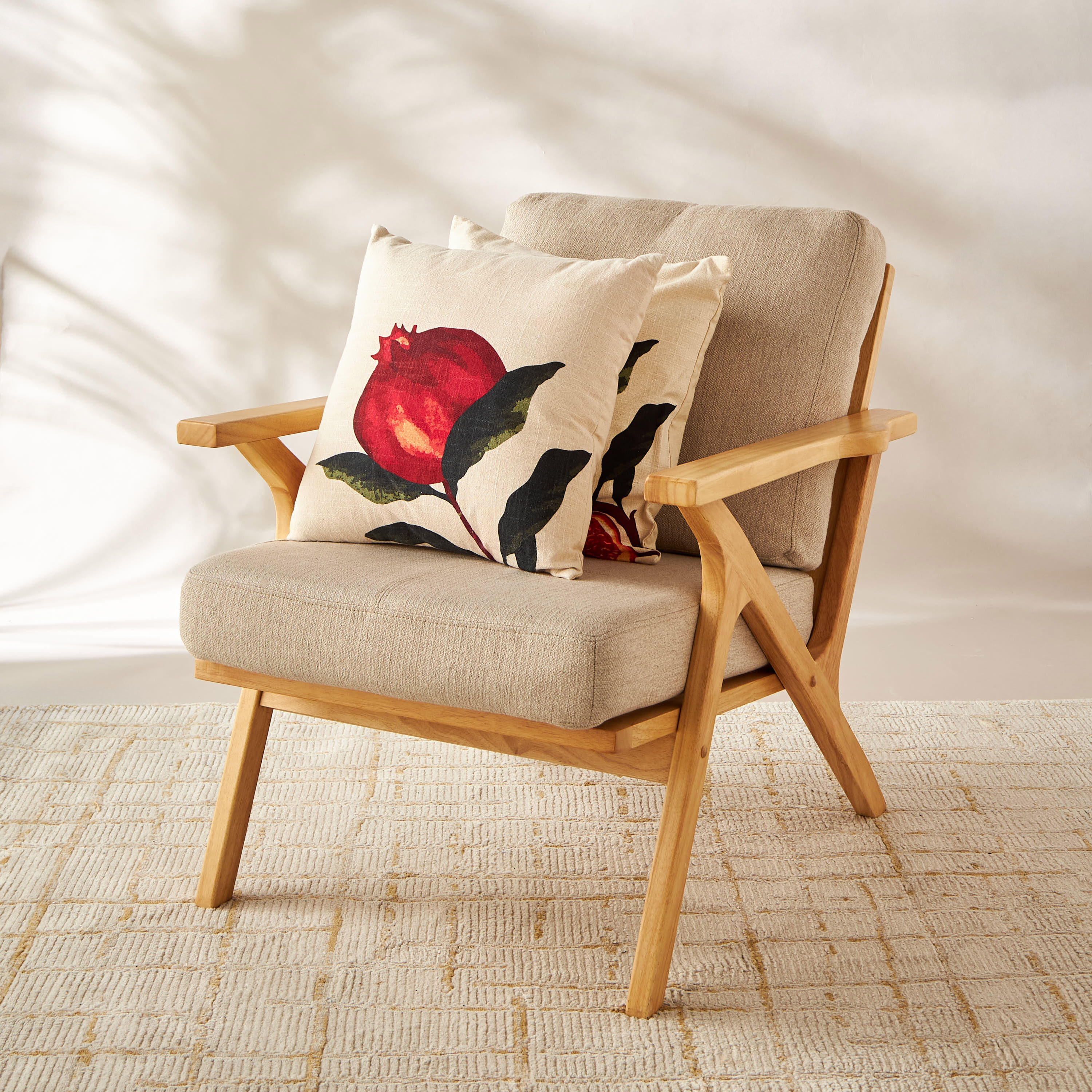 Pomegranate Print 2-Piece Filled Cushion Set - 45x45 cms-household-cushionsandthrows-filledcushions-decorativecushions-image-1