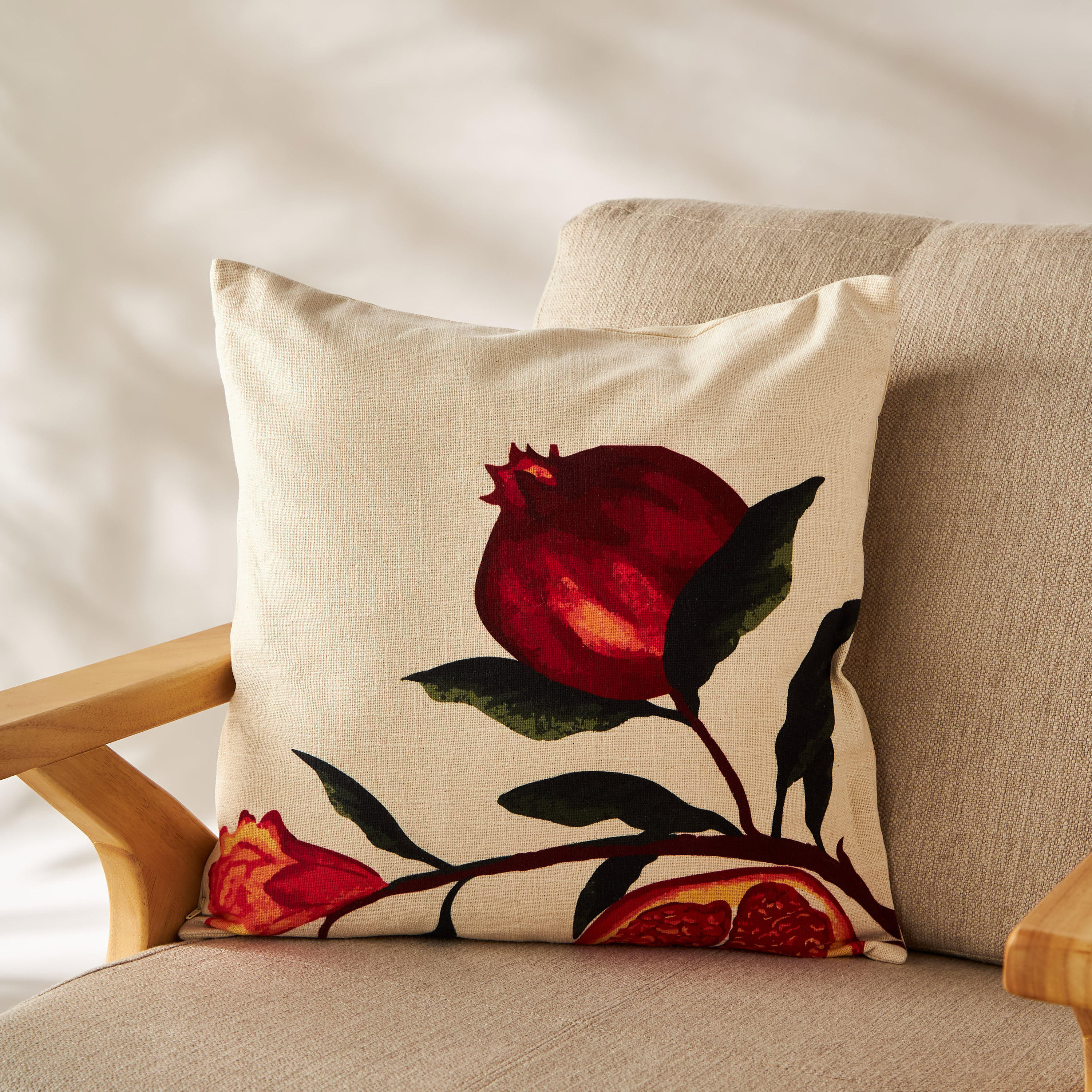 Pomegranate Print 2-Piece Filled Cushion Set - 45x45 cms-household-cushionsandthrows-filledcushions-decorativecushions-image-2