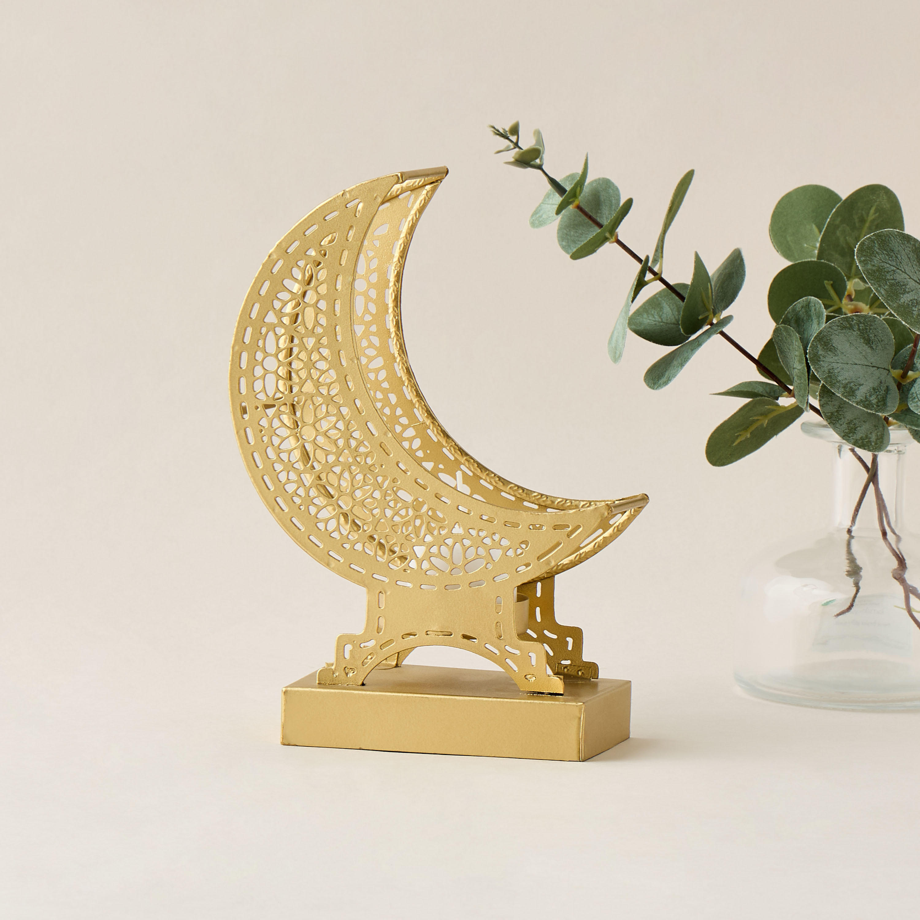 Decorative Crescent Accent Tealight Holder - 11x22 cms-household-decor-candleholdersandlanterns-image-1