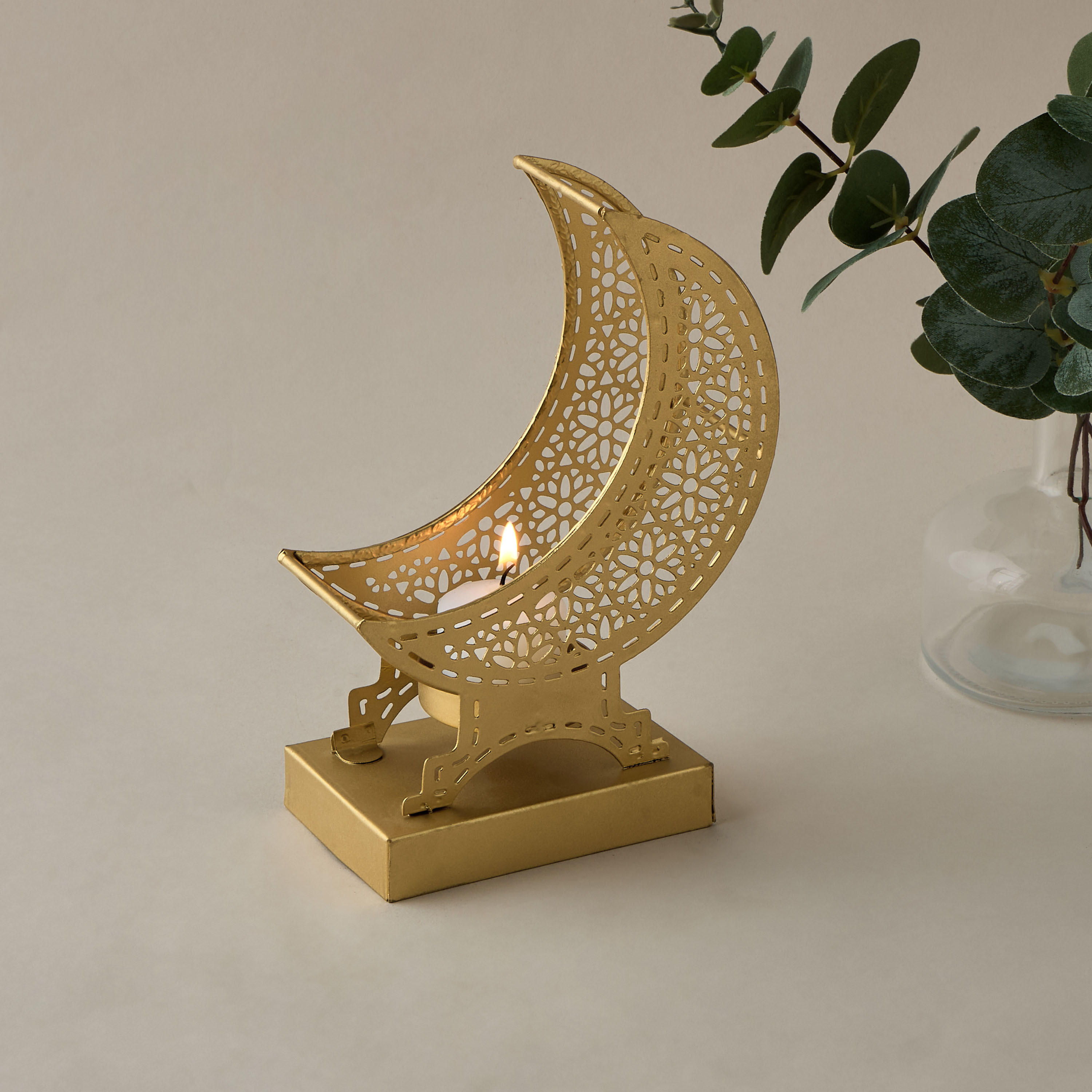 Decorative Crescent Accent Tealight Holder - 11x22 cms-household-decor-candleholdersandlanterns-image-3