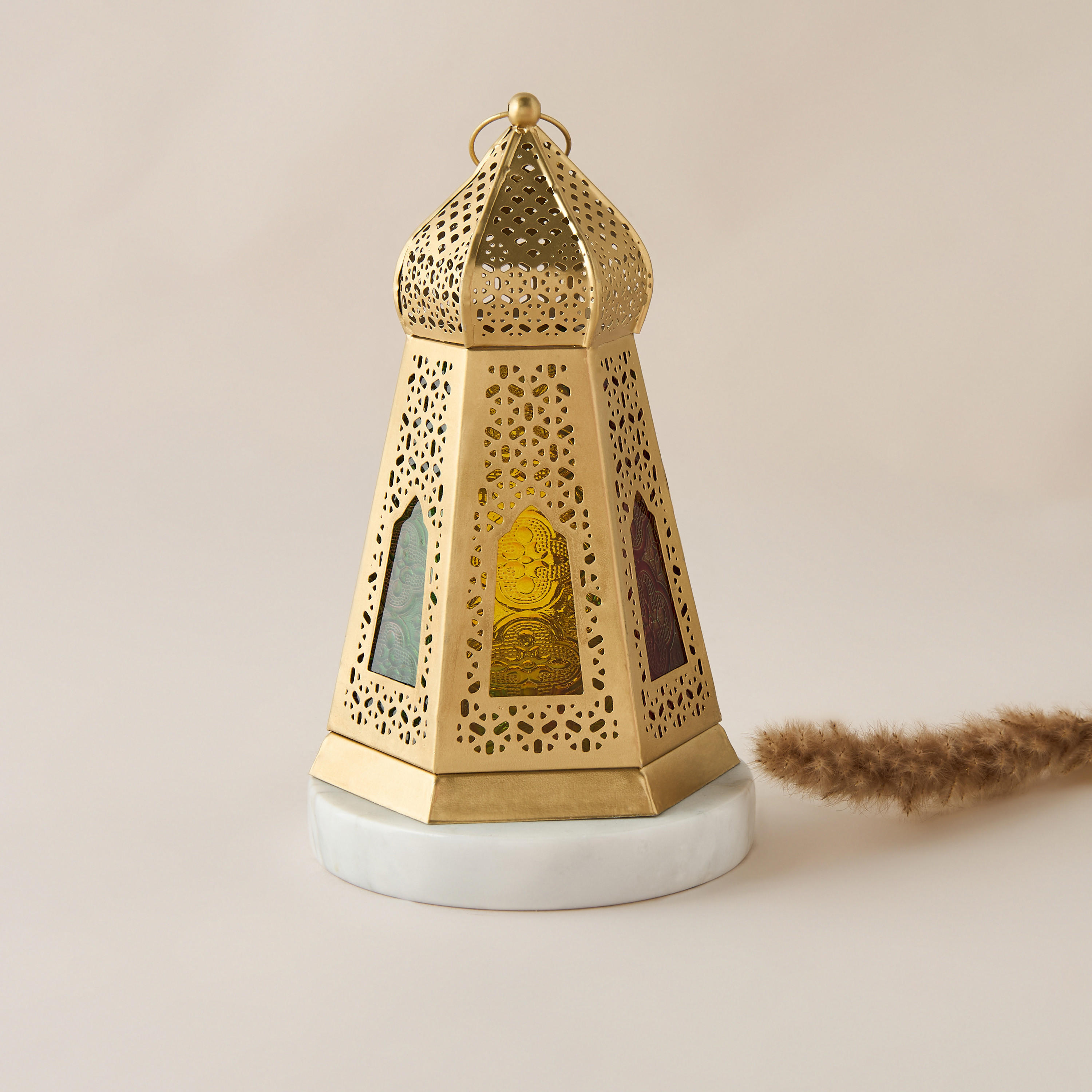 Cutwork Detail Metal Tealight Lantern-household-decor-candleholdersandlanterns-image-1