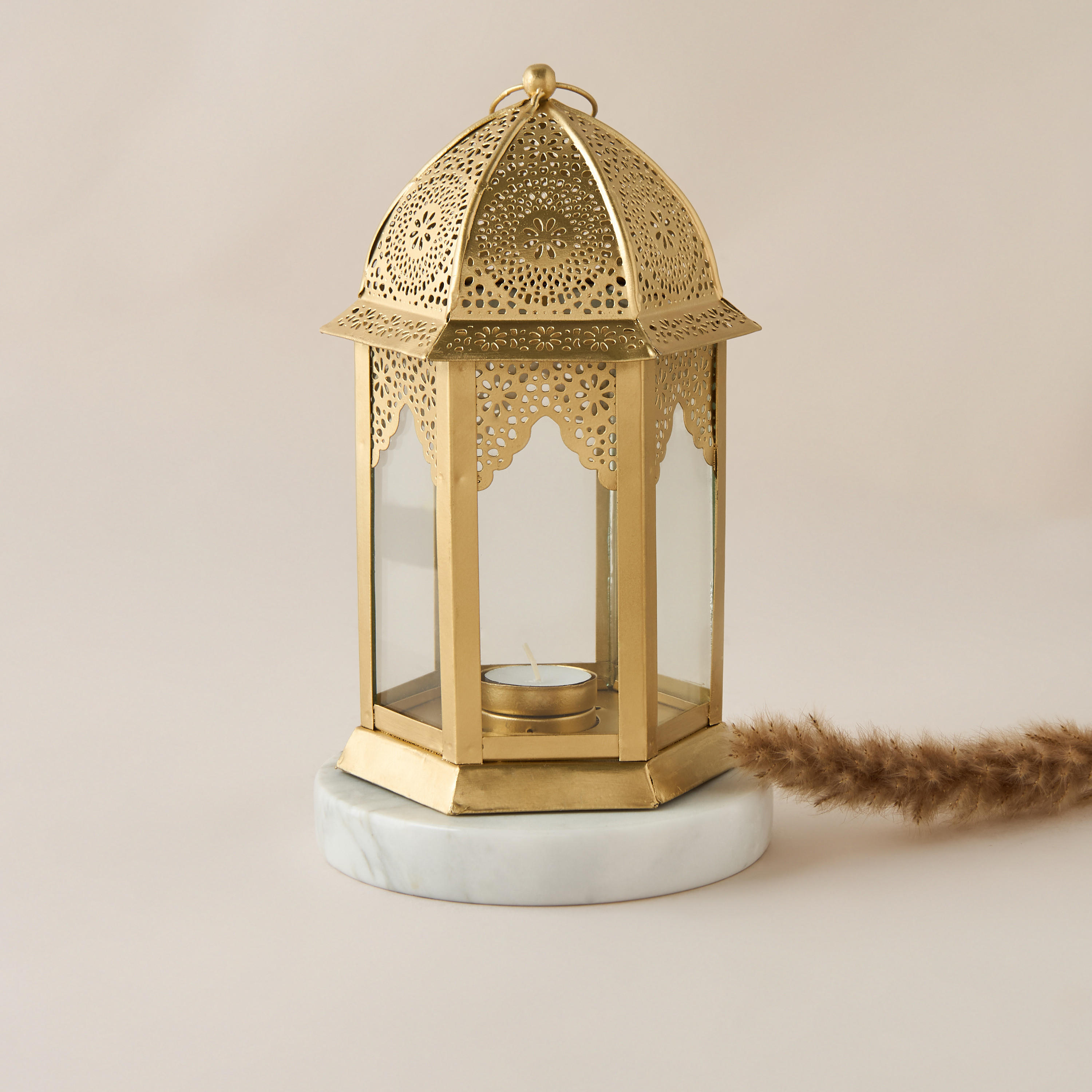 Metallic Filigree Tealight Lantern-household-decor-candleholdersandlanterns-image-1