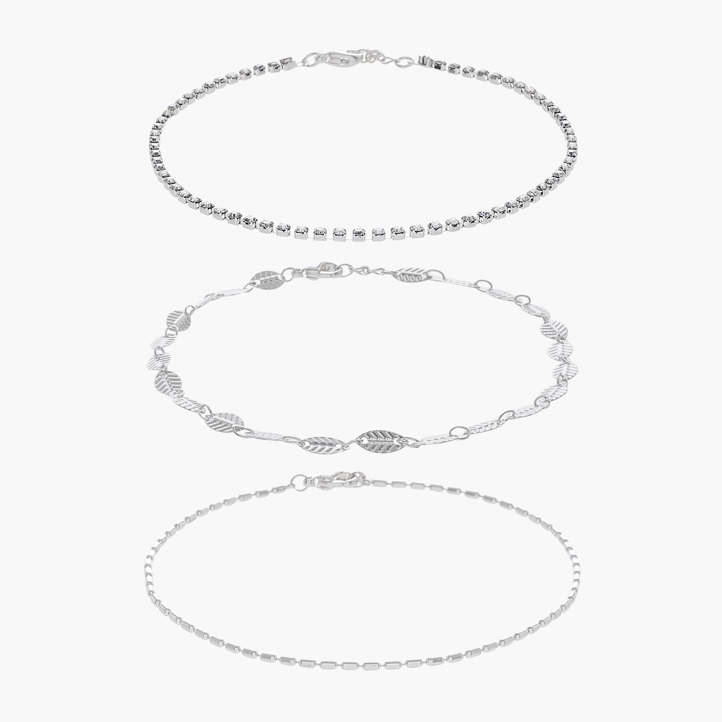 Pack of 3 Metal Embellished Anklet-women-watchesandjewellery-jewellery-anklets-image-1