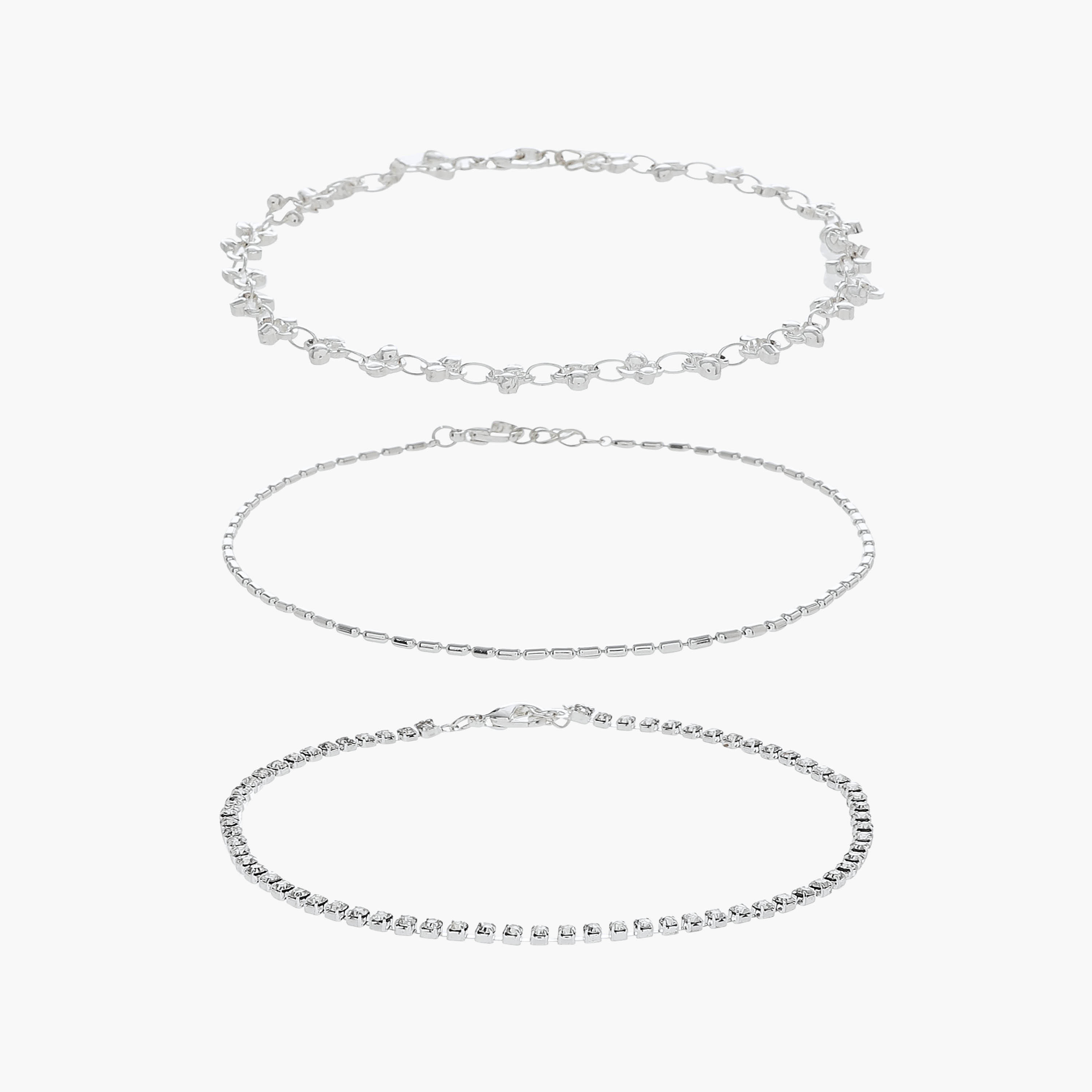 Pack of 3 Metallic Embellished Anklet-women-watchesandjewellery-jewellery-anklets-image-1