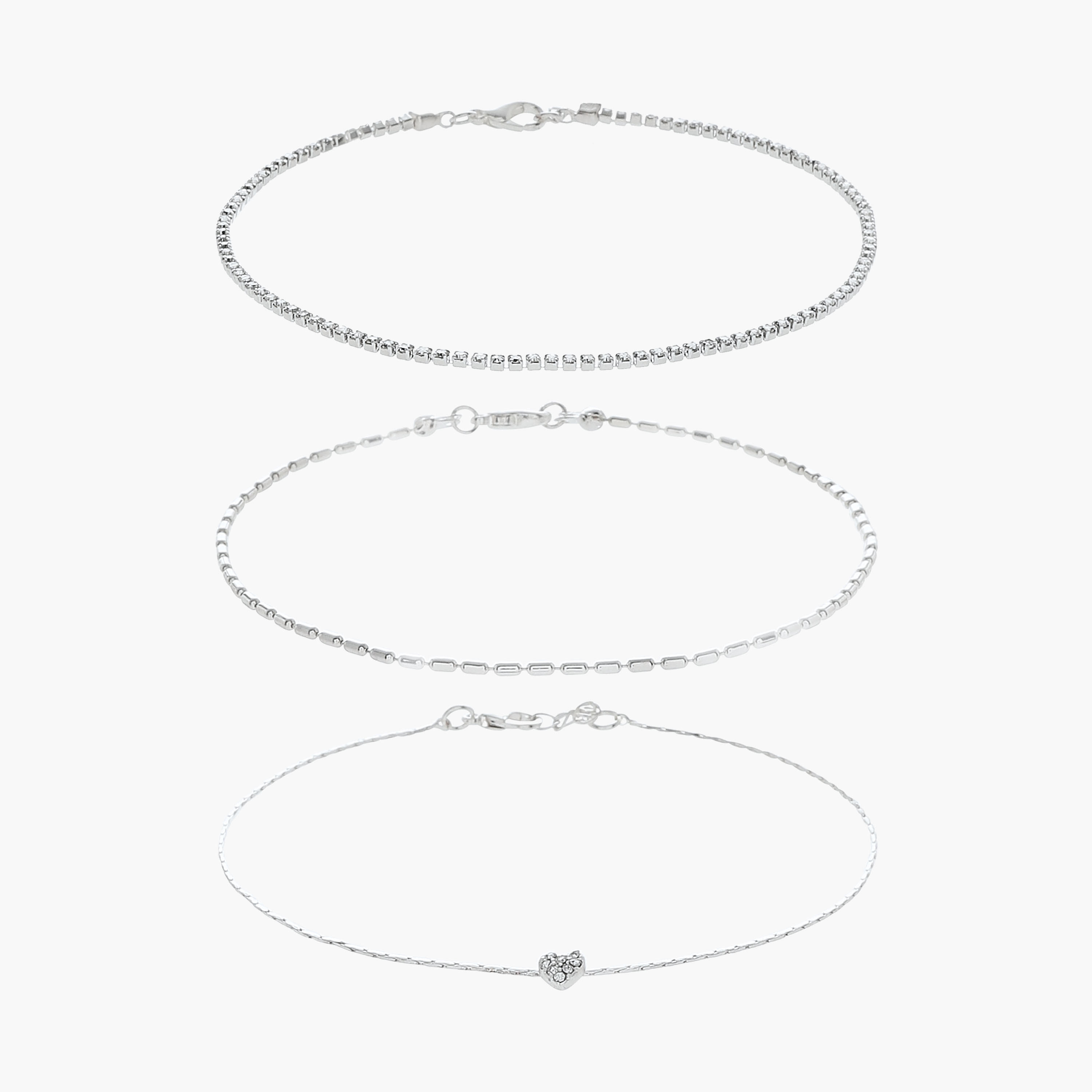 Pack of 3 Metal Embellished Anklet-women-watchesandjewellery-jewellery-anklets-image-1