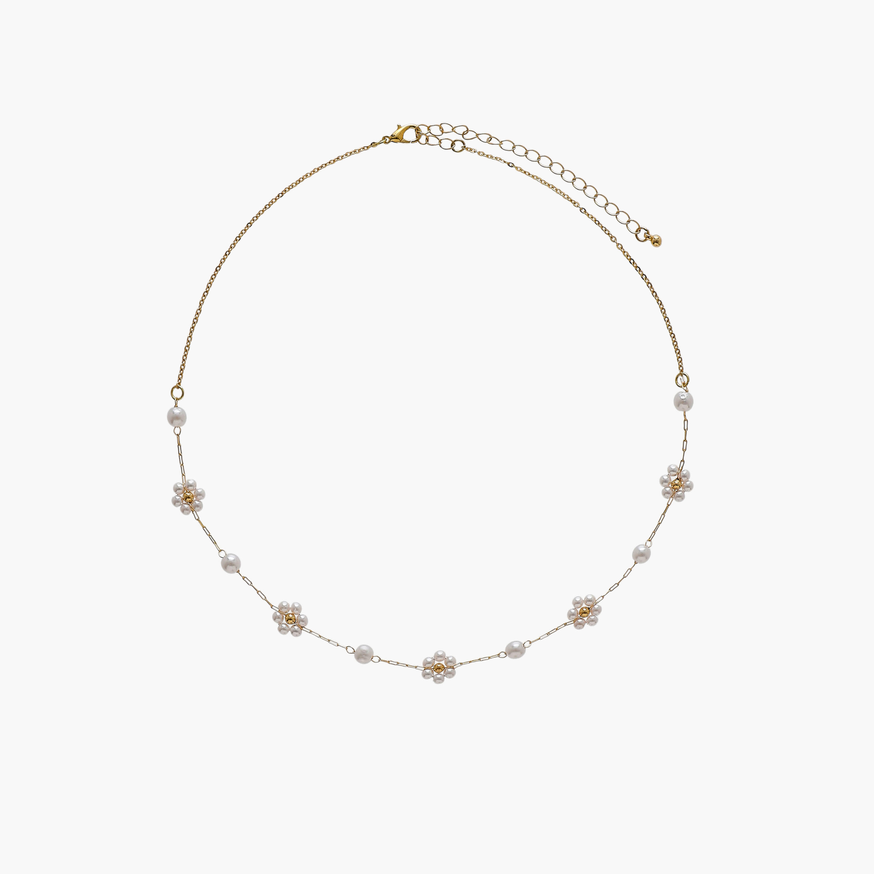 Metal Floral Pearl Embellished Necklace-women-watchesandjewellery-jewellery-necklacesandpendants-image-1