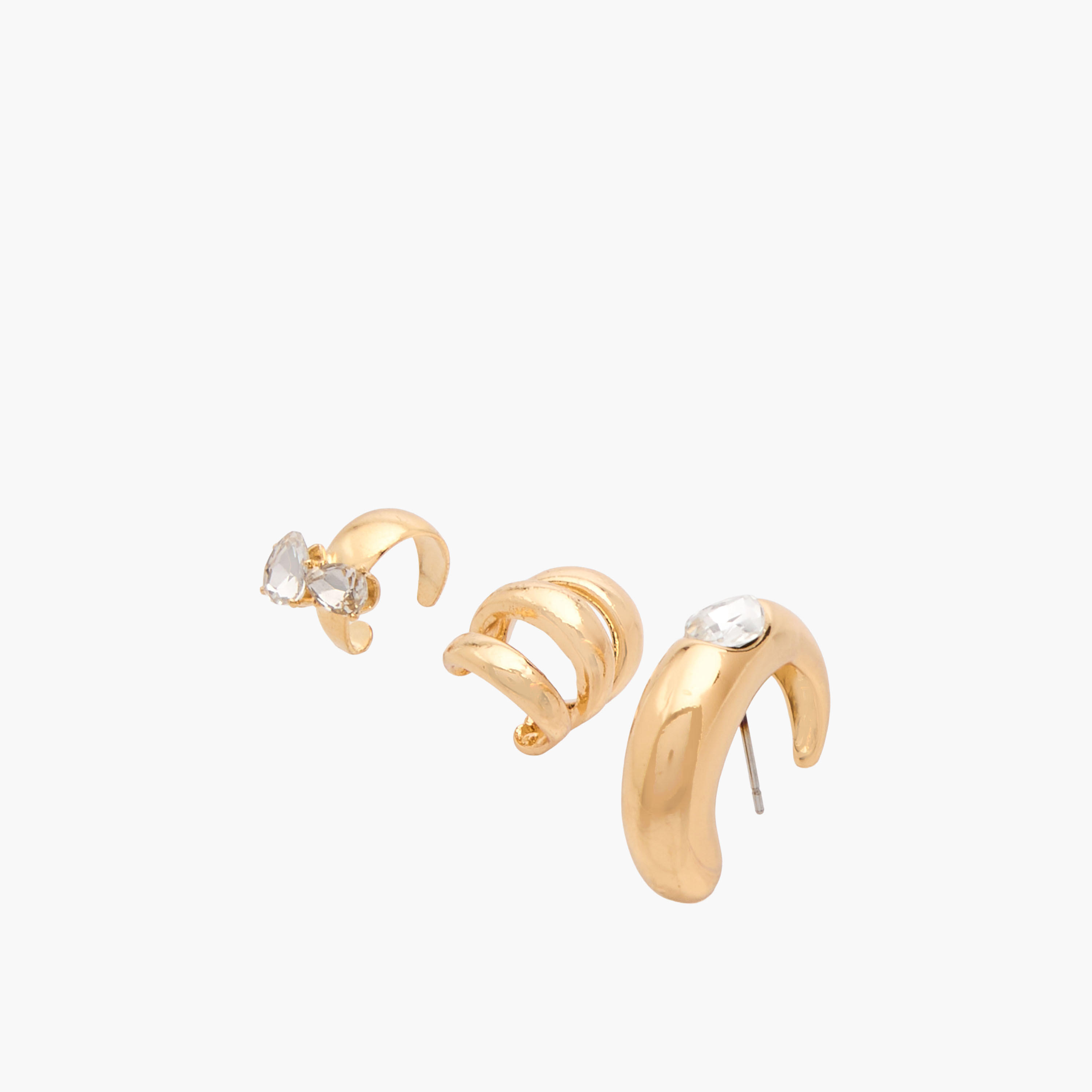 Pack of 3 Metallic Earrings with Pushback Closure-women-watchesandjewellery-jewellery-earrings-image-2