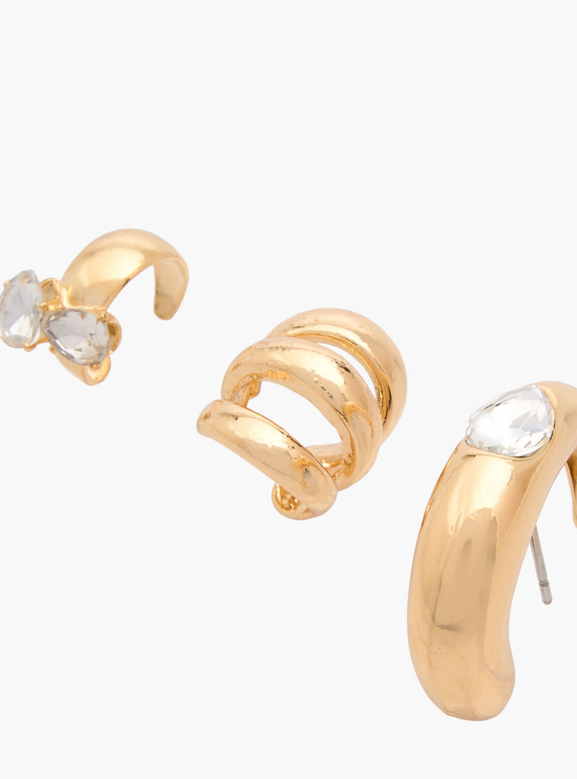 Pack of 3 Metallic Earrings with Pushback Closure-women-watchesandjewellery-jewellery-earrings-image-3